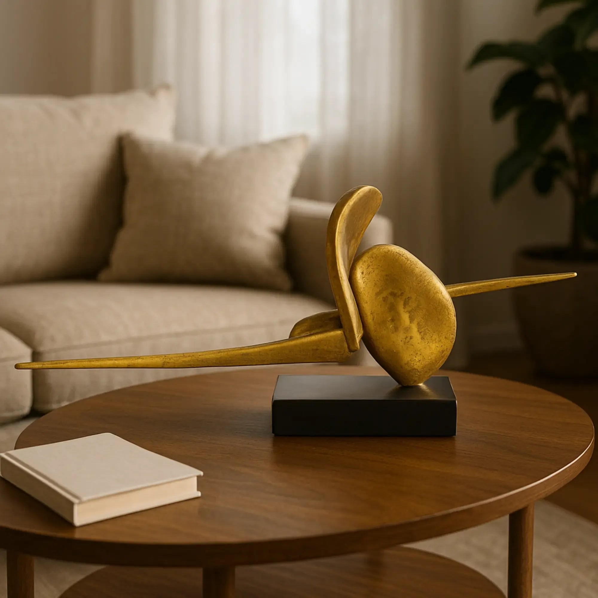 Dekoobjekt - auf Marmorsockel - Goldenes Kunstobjekt Dekorationfigur Abstrakt Momentum Default Title