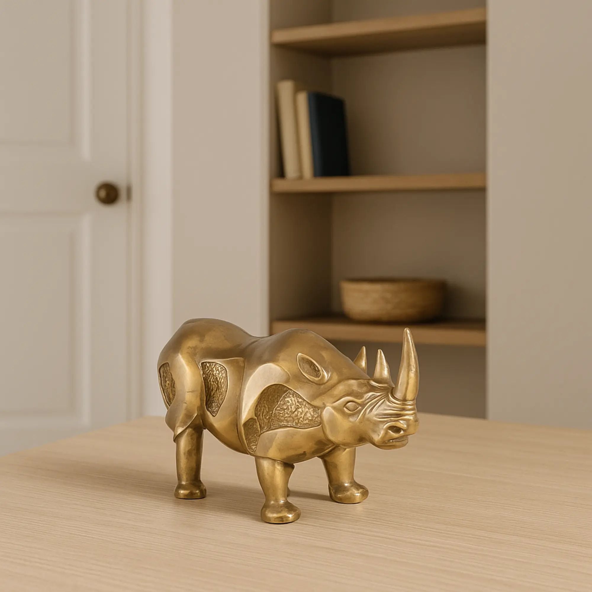 Tierfigur - Nashorn - Edle Deko-Skulptur Design Deko-objekt Brass Guardian Bronze