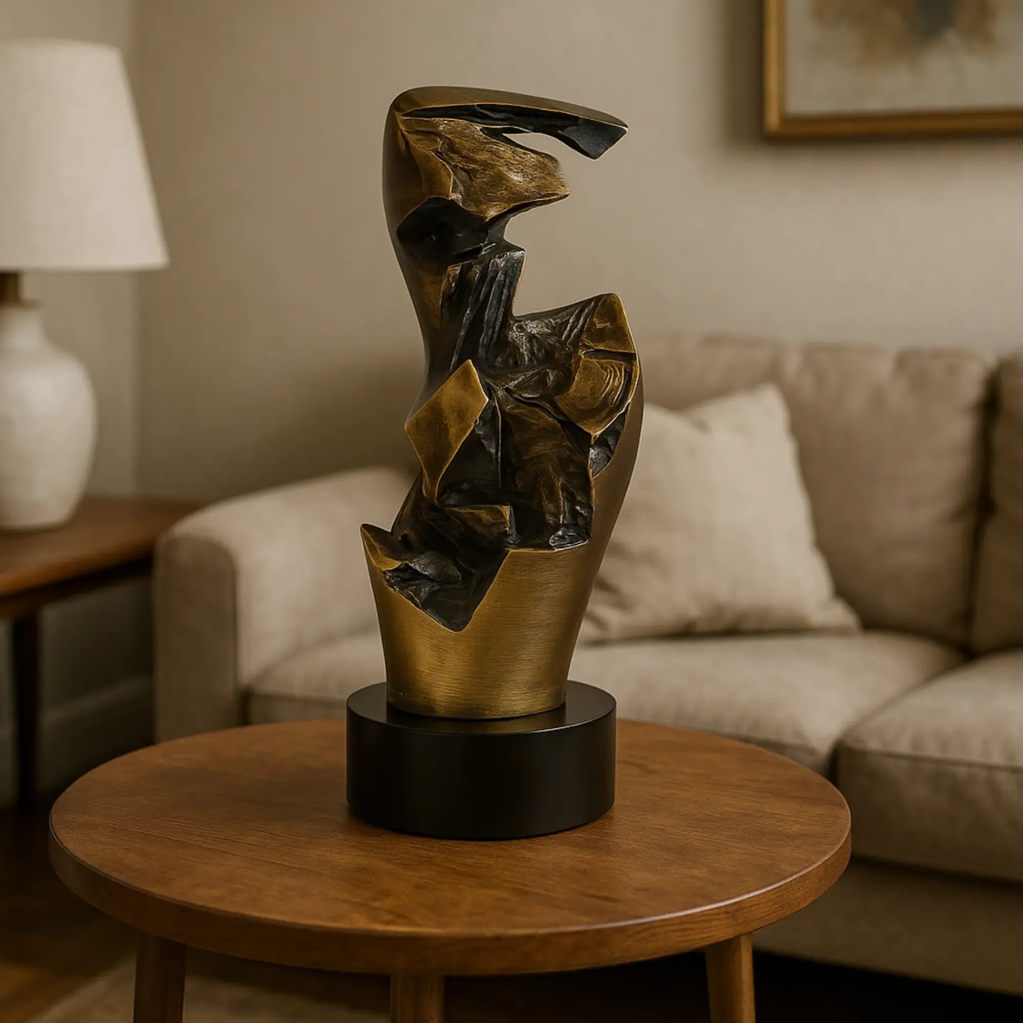 Stahlfigur - Moderne Metallskulptur - Abstraktes Deko-Objekt goldene Skulptur Eclipse