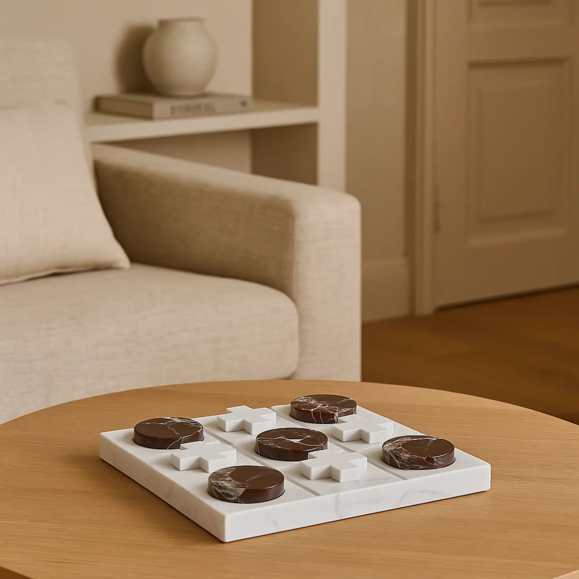 Tischspiel - Tic-Tac-Toe-Spiel - Designspiel Drei Gewinnt Marmortischspiel TicTacToe