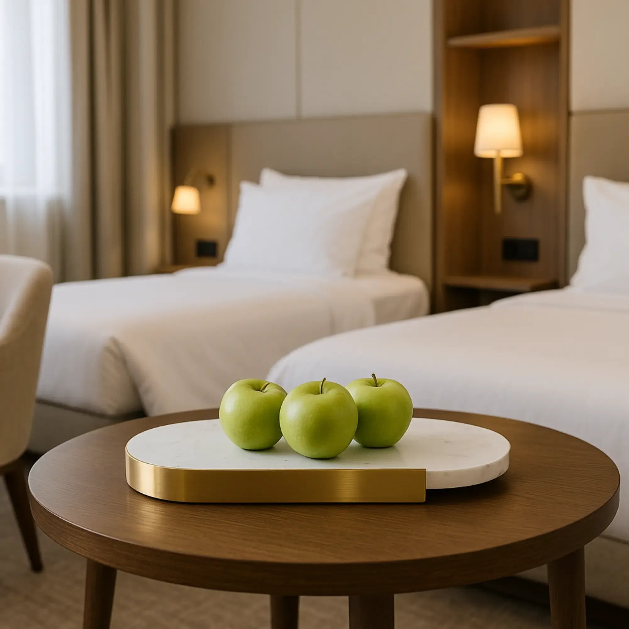 Marmortablett - oval mit Goldkante - Luxus Serviertablett Dekorationsplatte Plateau Élégance Groß