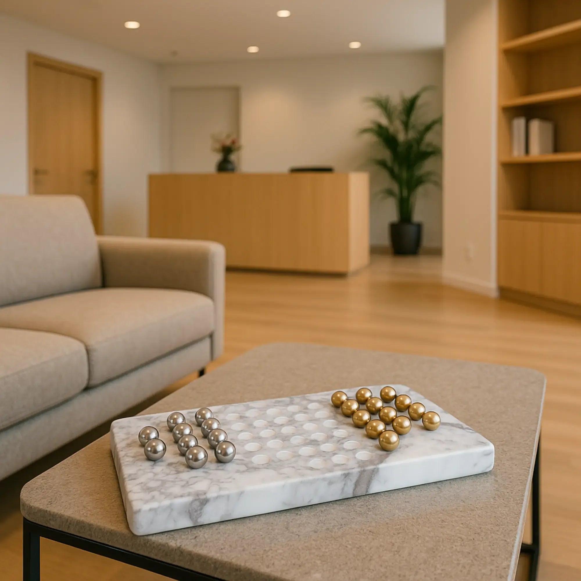 Solitaire-Spiel - aus Marmor - Hochwertiges Tischspiel mit Metallkugeln Jeu d'Équilibre