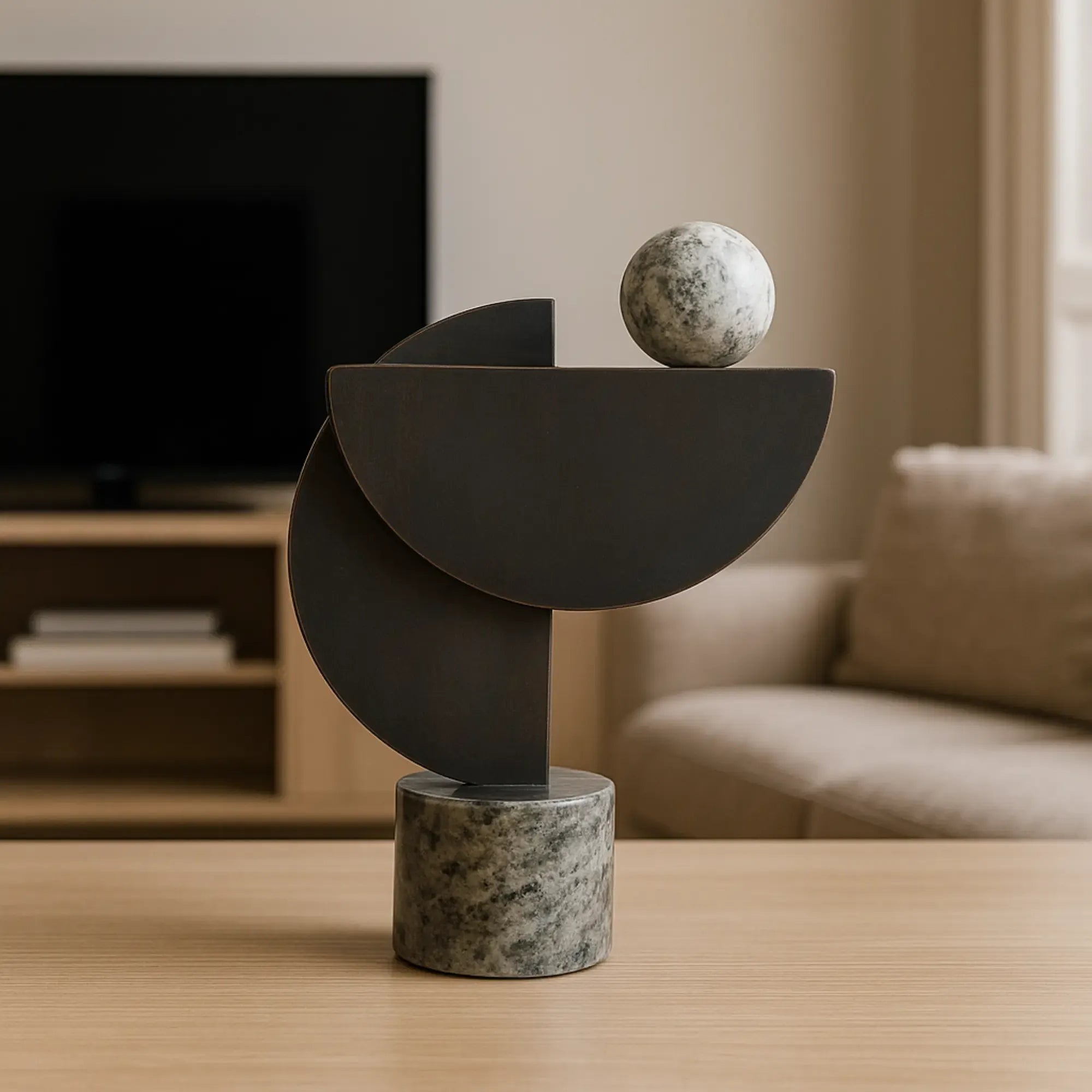 Dekoobjekt - geometirsch - Design Skulptur für Wohnzimmer Regal-Deko Géométrique Bronze Default Title