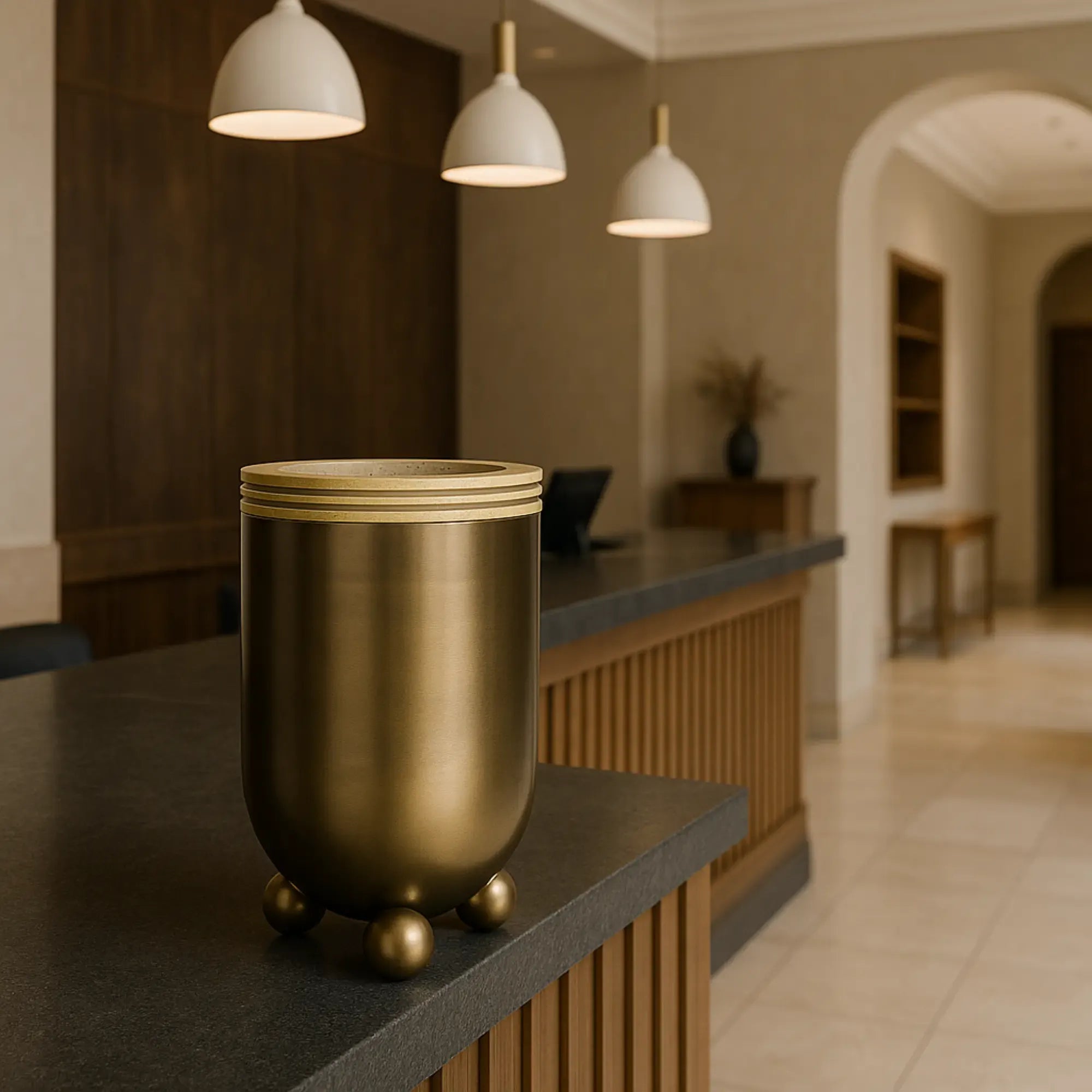 Dekovase - Bronzeoptik rund - Große Tischvase Trockenblumen-Vase Romano