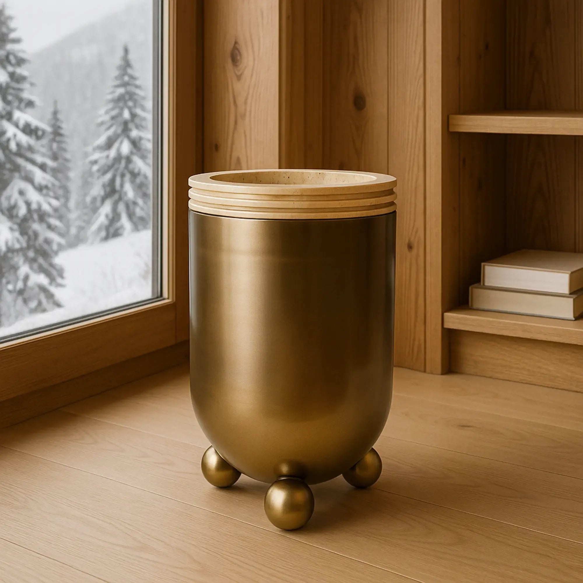 Dekovase - Bronzeoptik rund - Große Tischvase Trockenblumen-Vase Romano