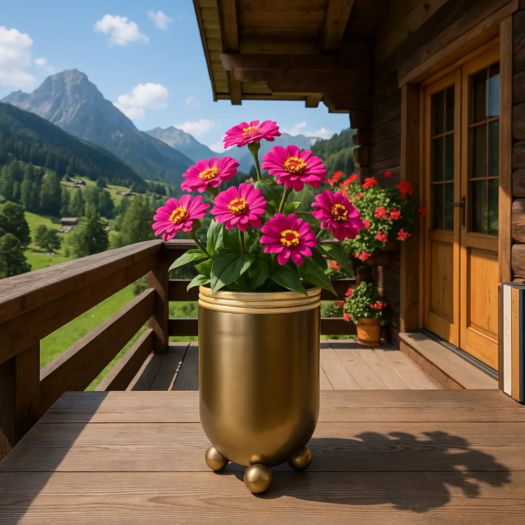 Dekovase - Bronzeoptik rund - Große Tischvase Trockenblumen-Vase Romano