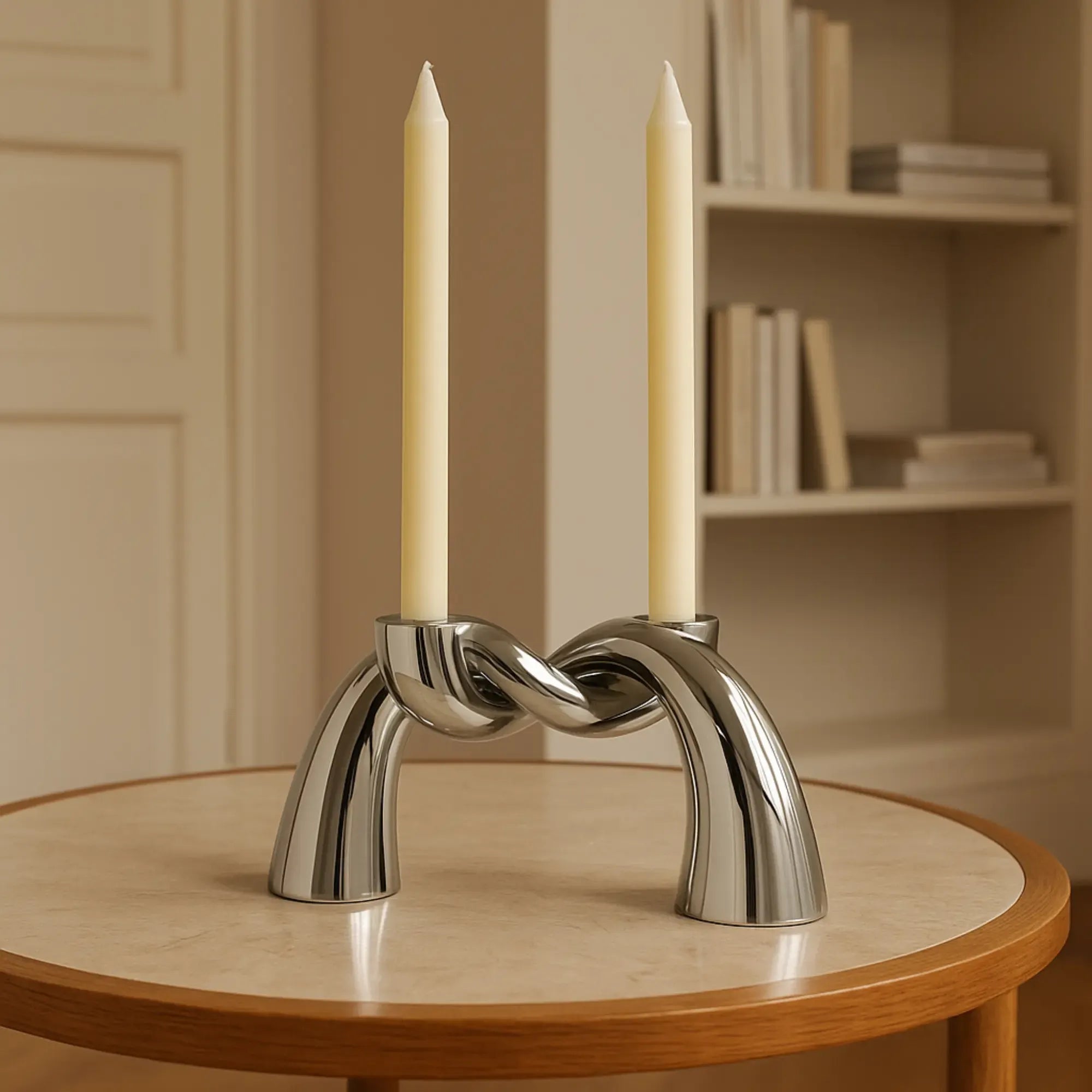 Kerzenständer - Knotendesign - Zweiarmiger Kerzenhalter Glänzender Dekokerzenständer Twist Default Title