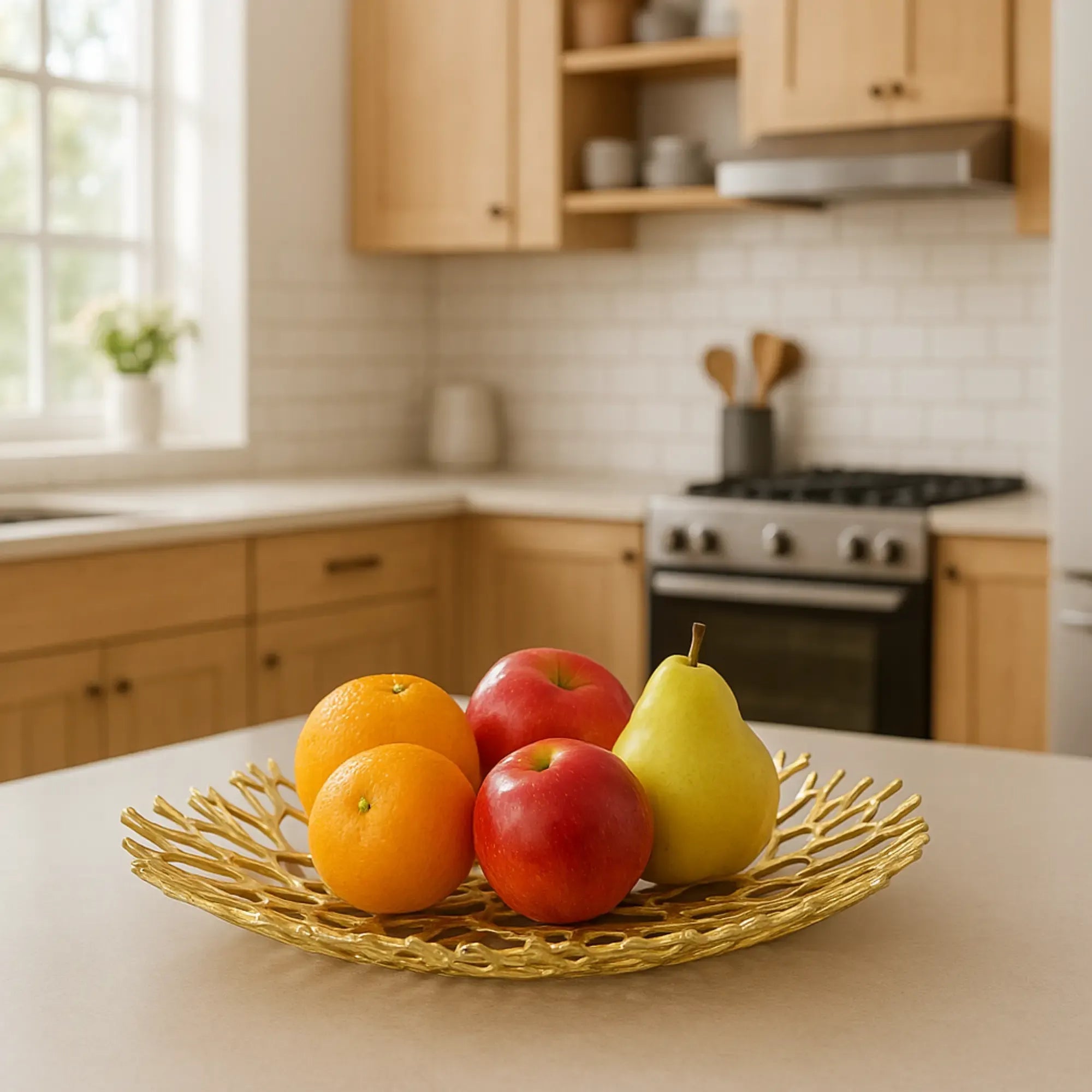 Obstschale - Korallenoptik - Edle Runde-Schale Design-Fruchschale Corallo Bowl Klein Gold