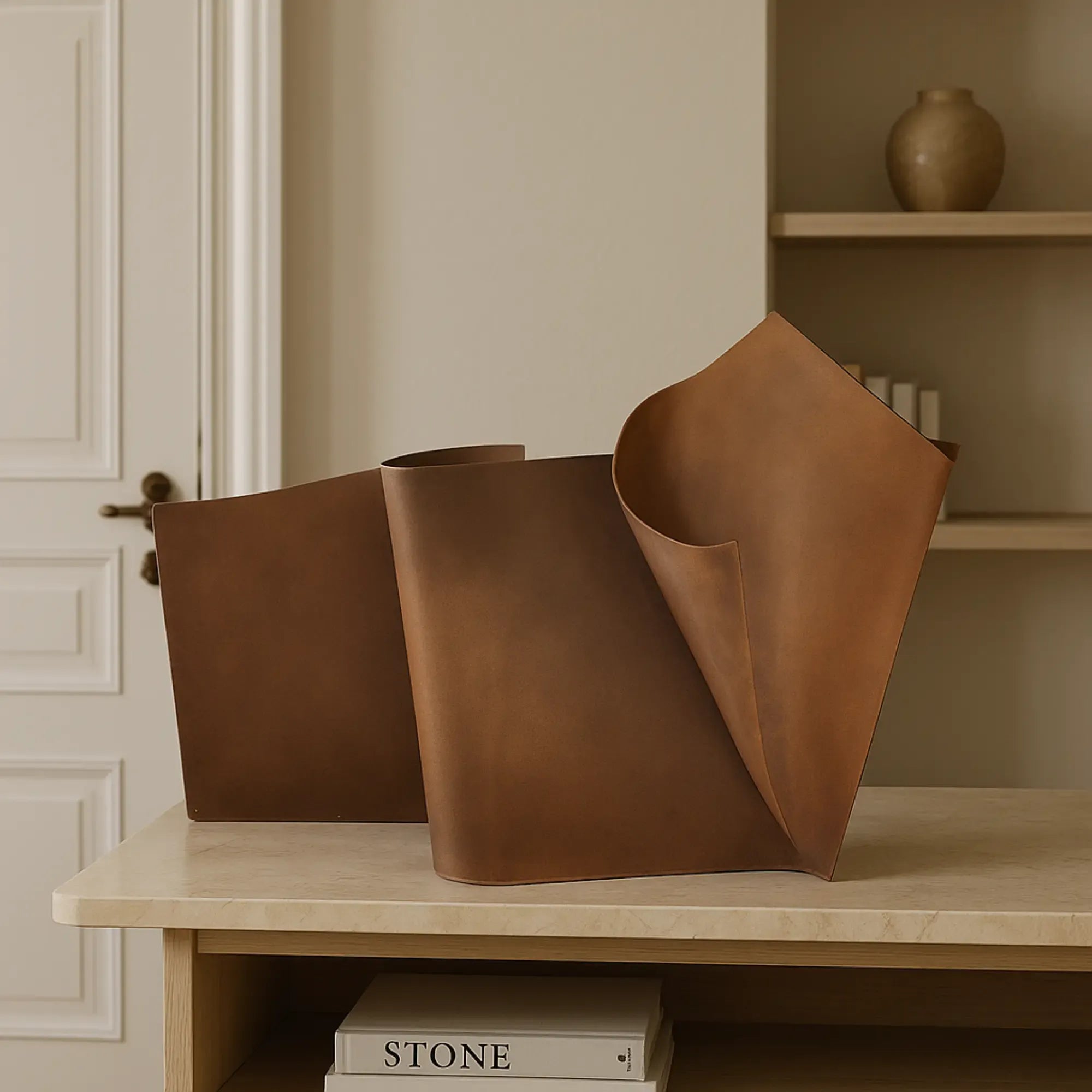 Dekoobjekt - Großformatige Skulptur Wellengeformtes Designobjekt Aera Bronzea Default Title