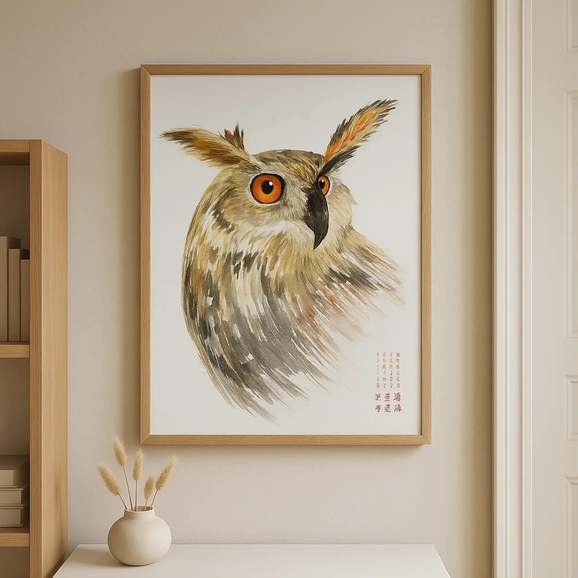 Großes Aquarellbild - Wandbild Poetische Aquarellkunst Strix Placida