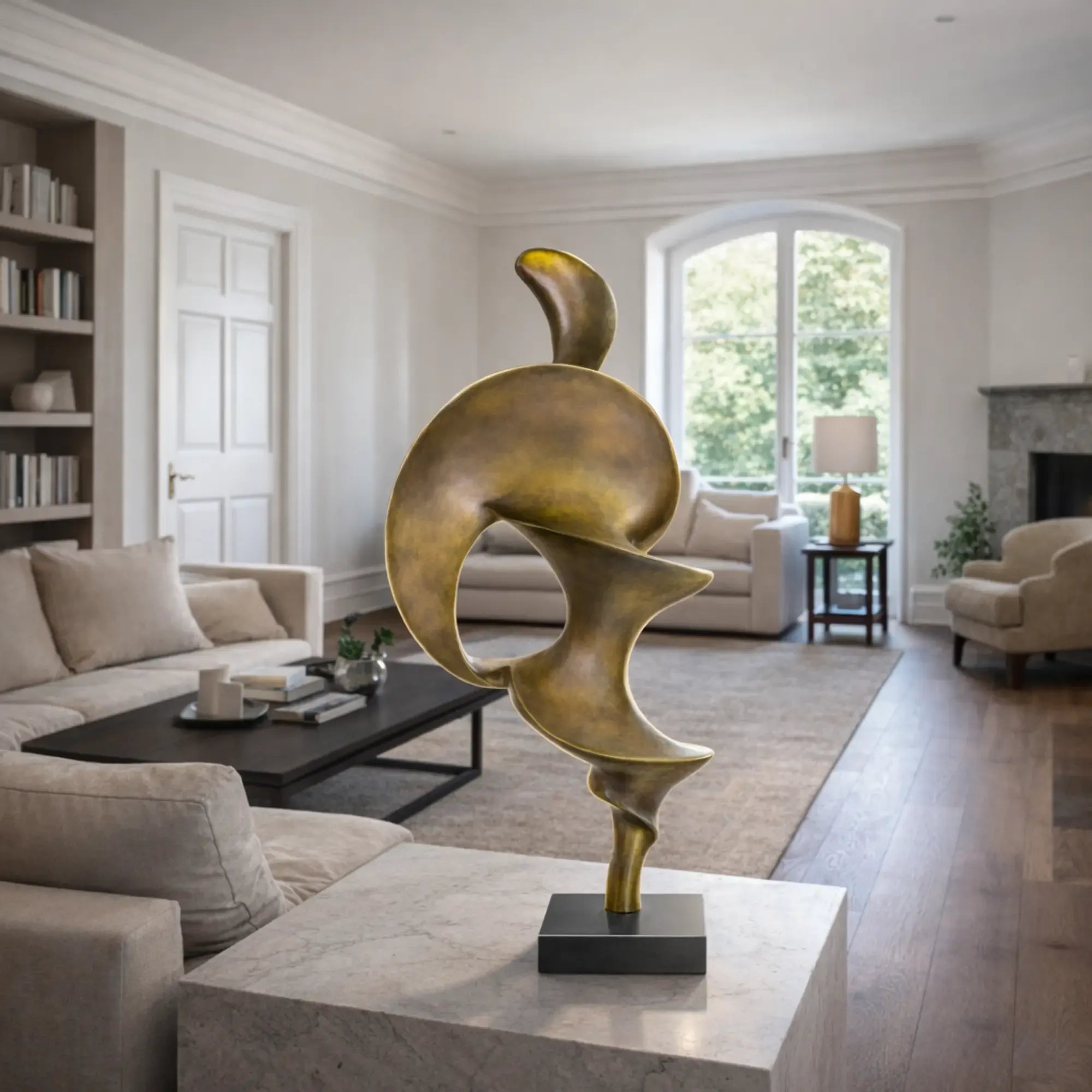 Dekoskulptur - Abstraktes Designer Objekt - Skulptur Moderne Wellen-Spirale Ondula Aeterna Default Title