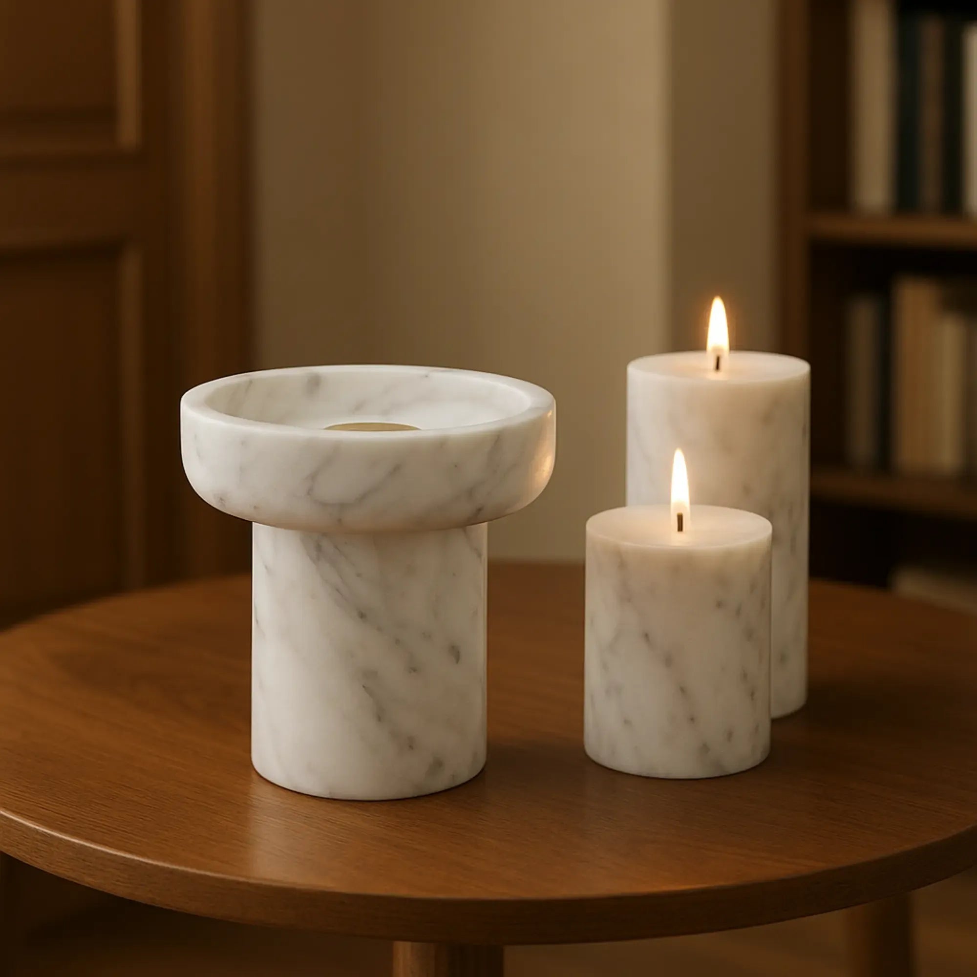 Kerzenhalter - Moderner runder Design-Kerzenständer - Massiver Kerzenständer Marbre Orbis Aurea