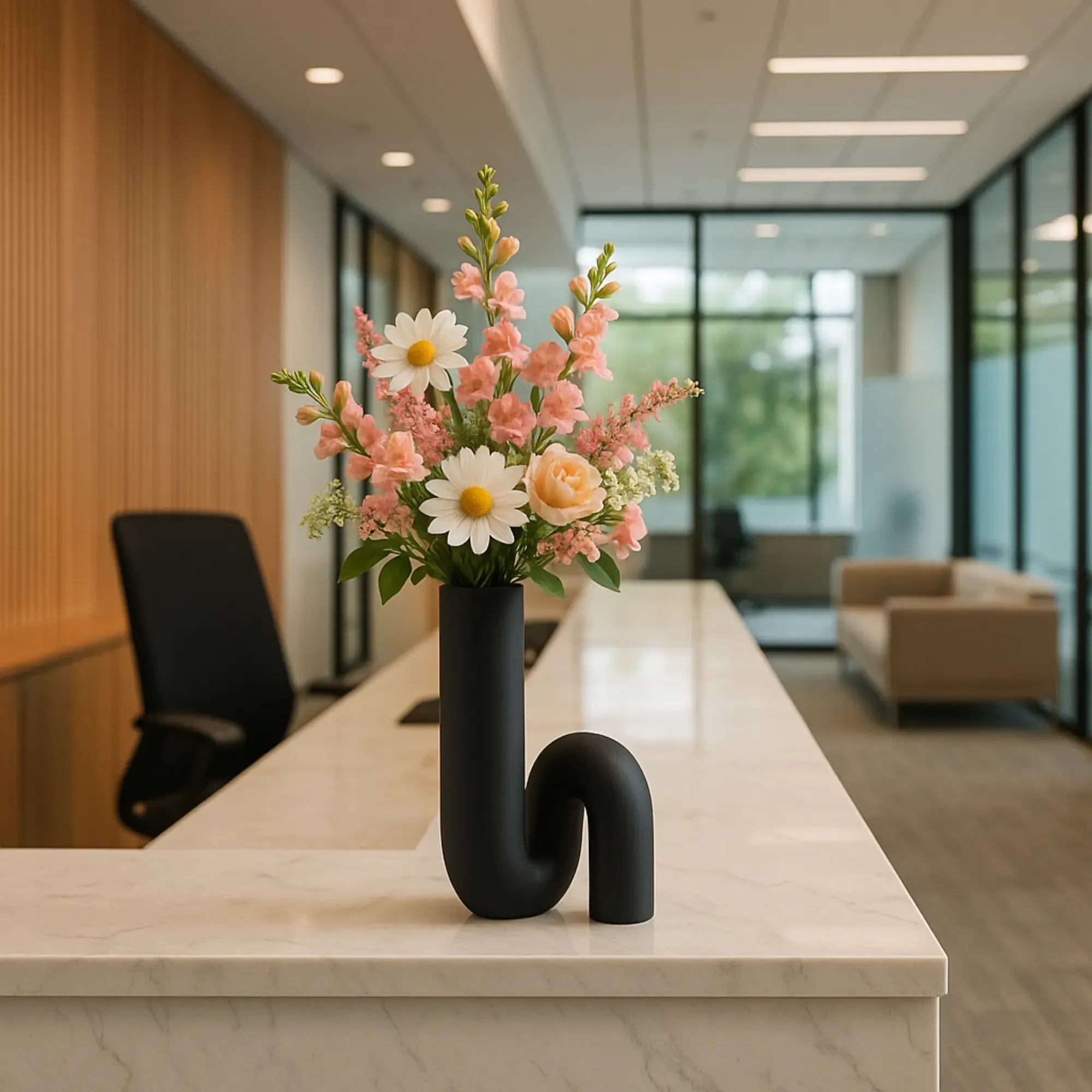 Vase - Elegante Designervase - Designgefäß skulpturale Blumenvase Linea Noire Eon Default Title