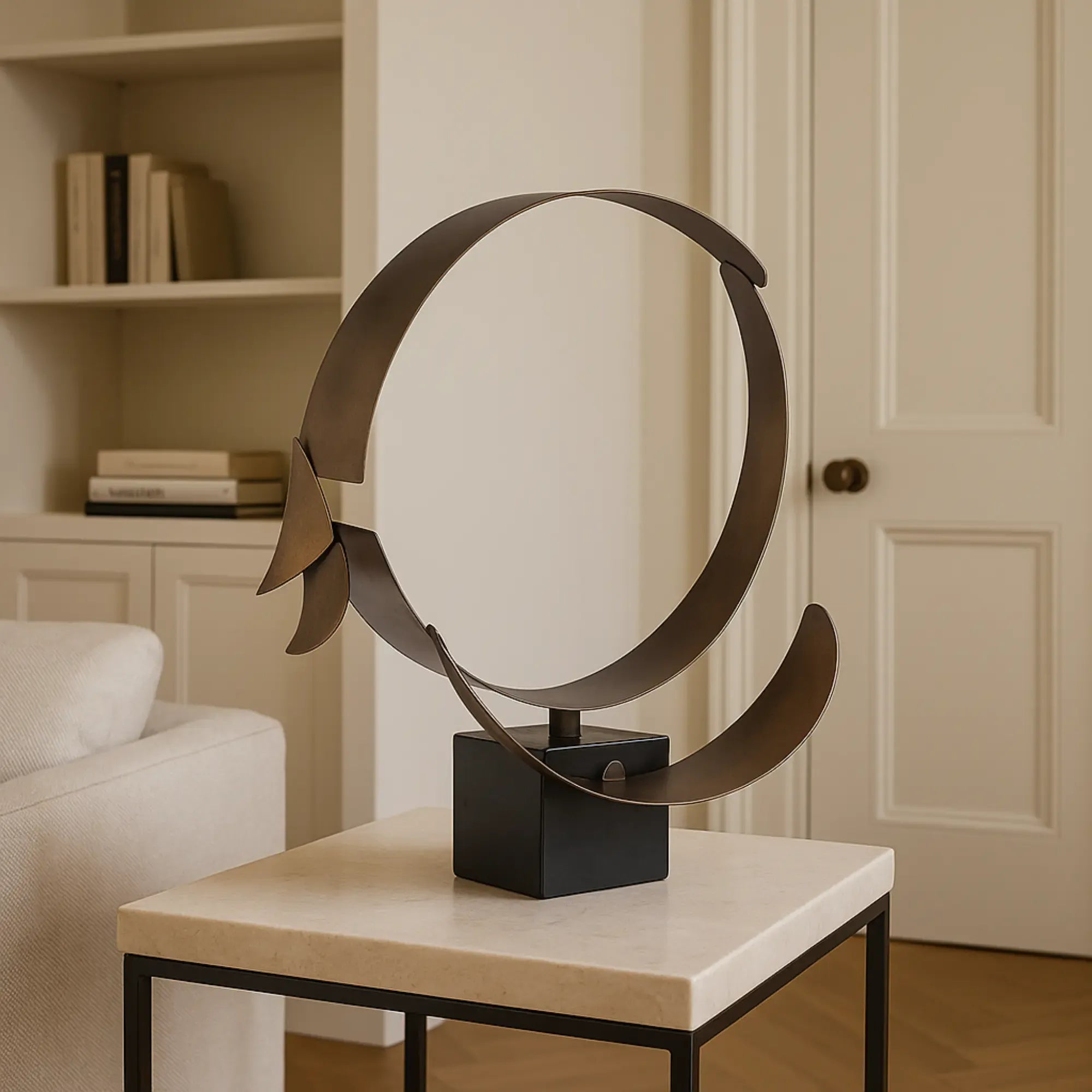 Dekoobjekt - Moderne Designskulptur aus Metall - Skulptur Avantgardistische Ringskulptur Orbis Æternis Default Title