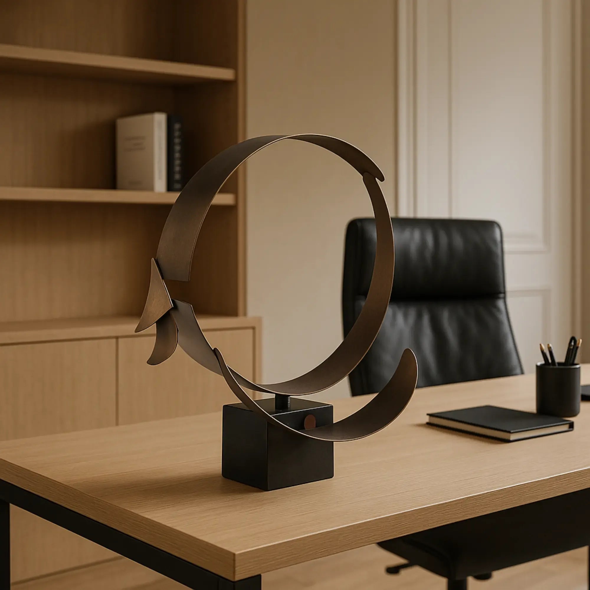 Dekoobjekt - Moderne Designskulptur aus Metall - Skulptur Avantgardistische Ringskulptur Orbis Æternis Default Title