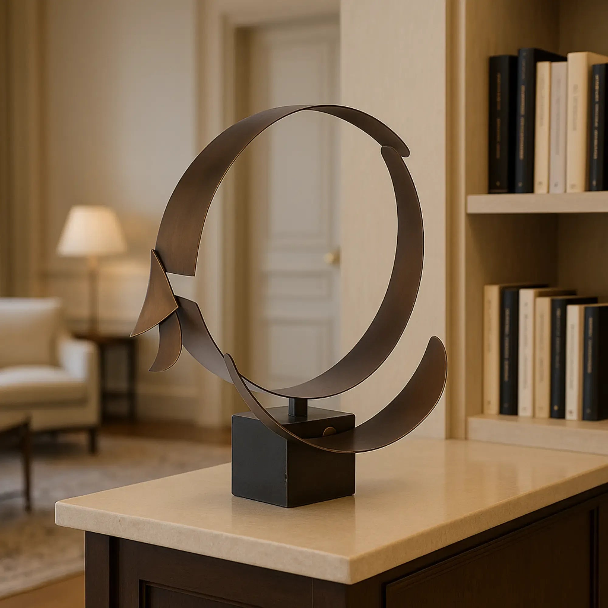 Dekoobjekt - Moderne Designskulptur aus Metall - Skulptur Avantgardistische Ringskulptur Orbis Æternis Default Title