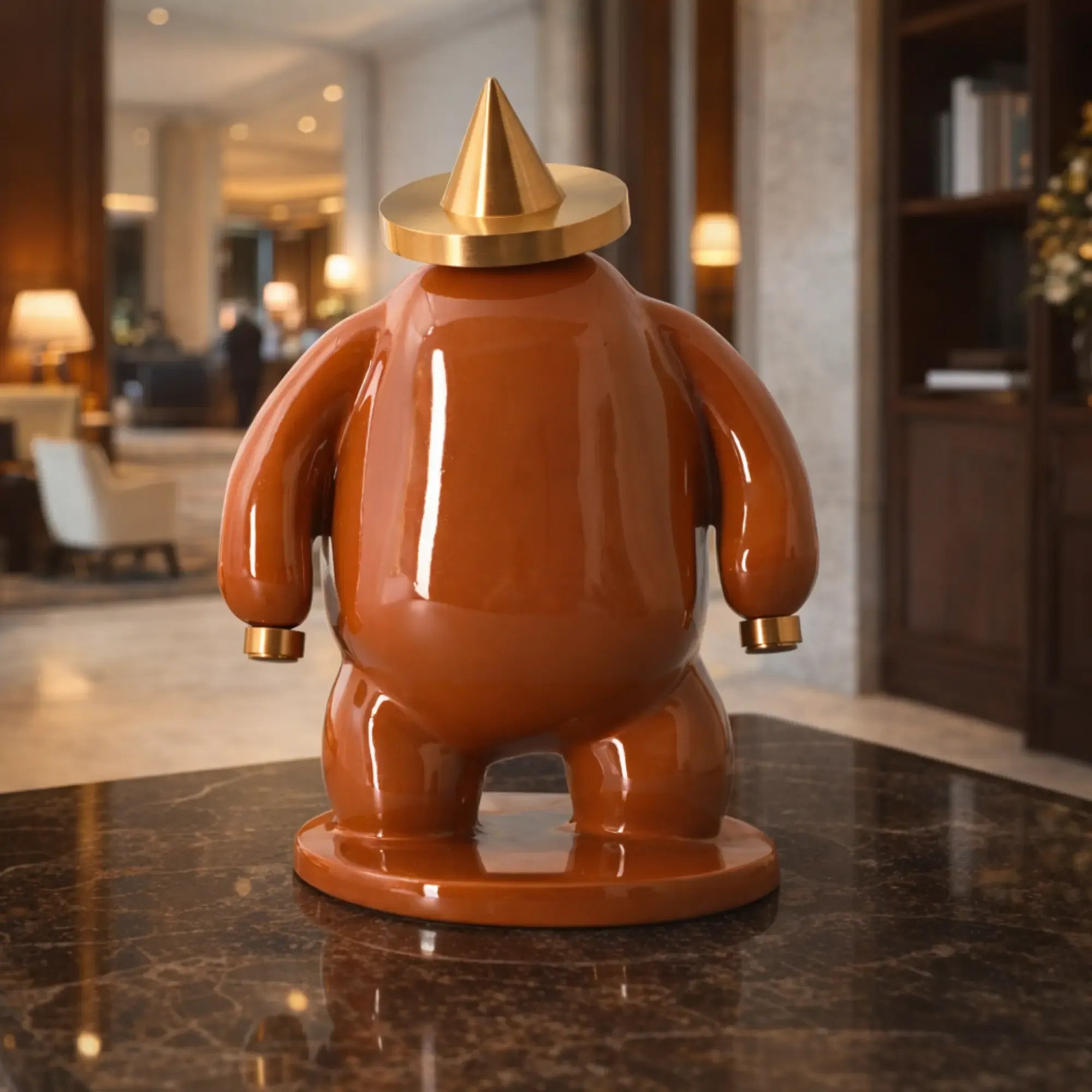 Dekofigur - Designer Pop-Art Skulptur - Skulptur Verspieltes Pop-Design Orbis Aurum Orange