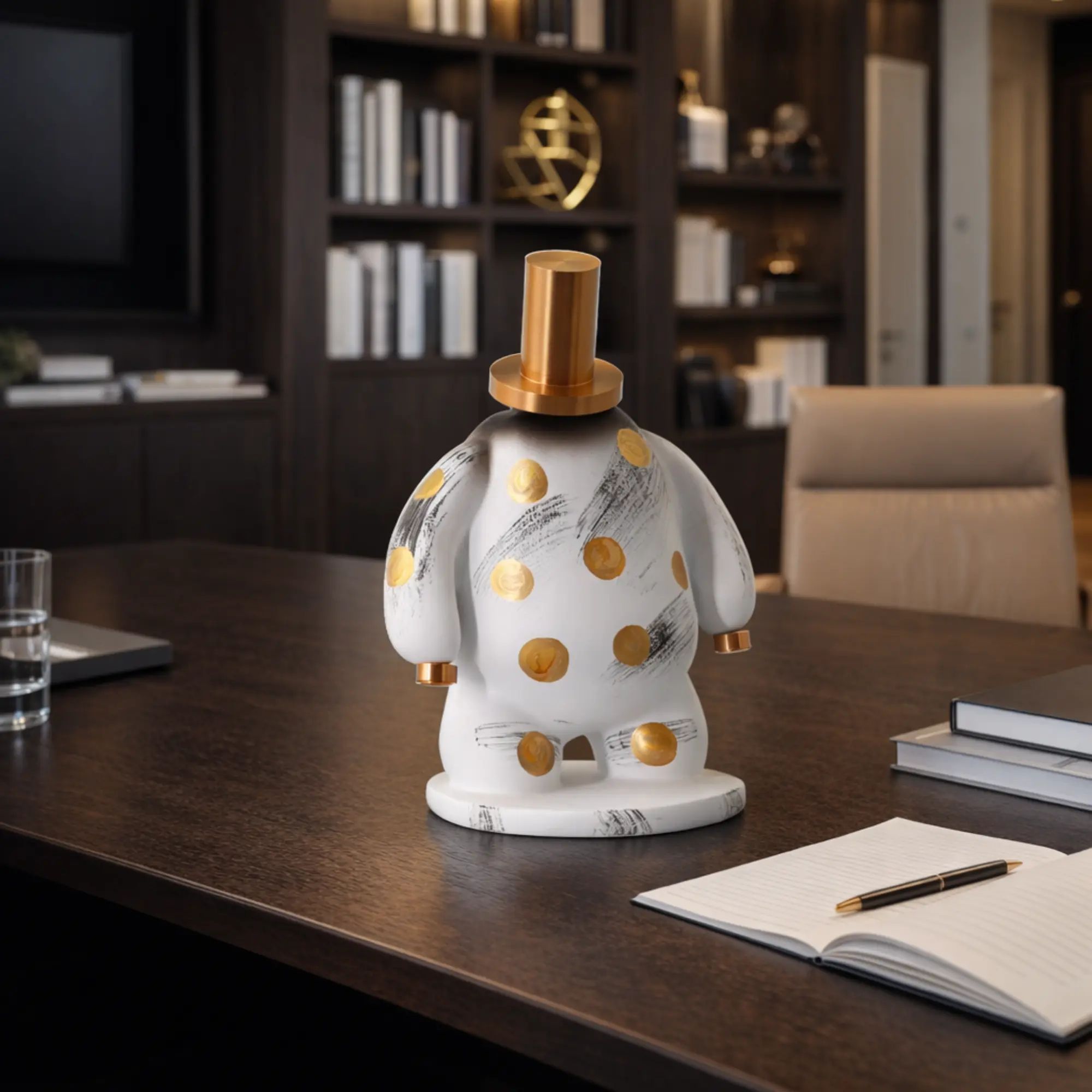 Dekofigur - Designer Pop-Art Skulptur - Skulptur Verspieltes Pop-Design Orbis Aurum Weiß-Gold