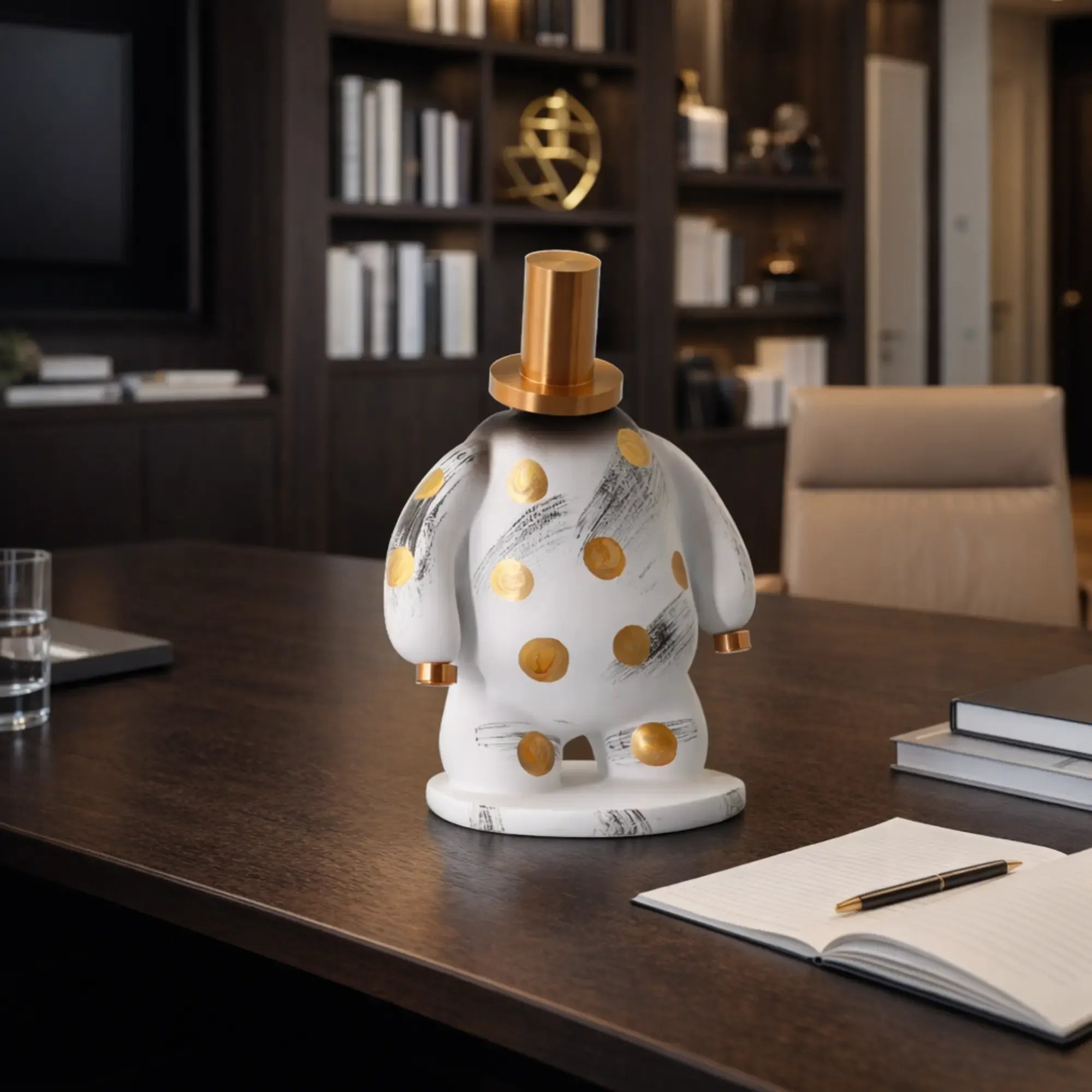 Dekofigur - Designer Pop-Art Skulptur - Skulptur Verspieltes Pop-Design Orbis Aurum Weiss-Gold