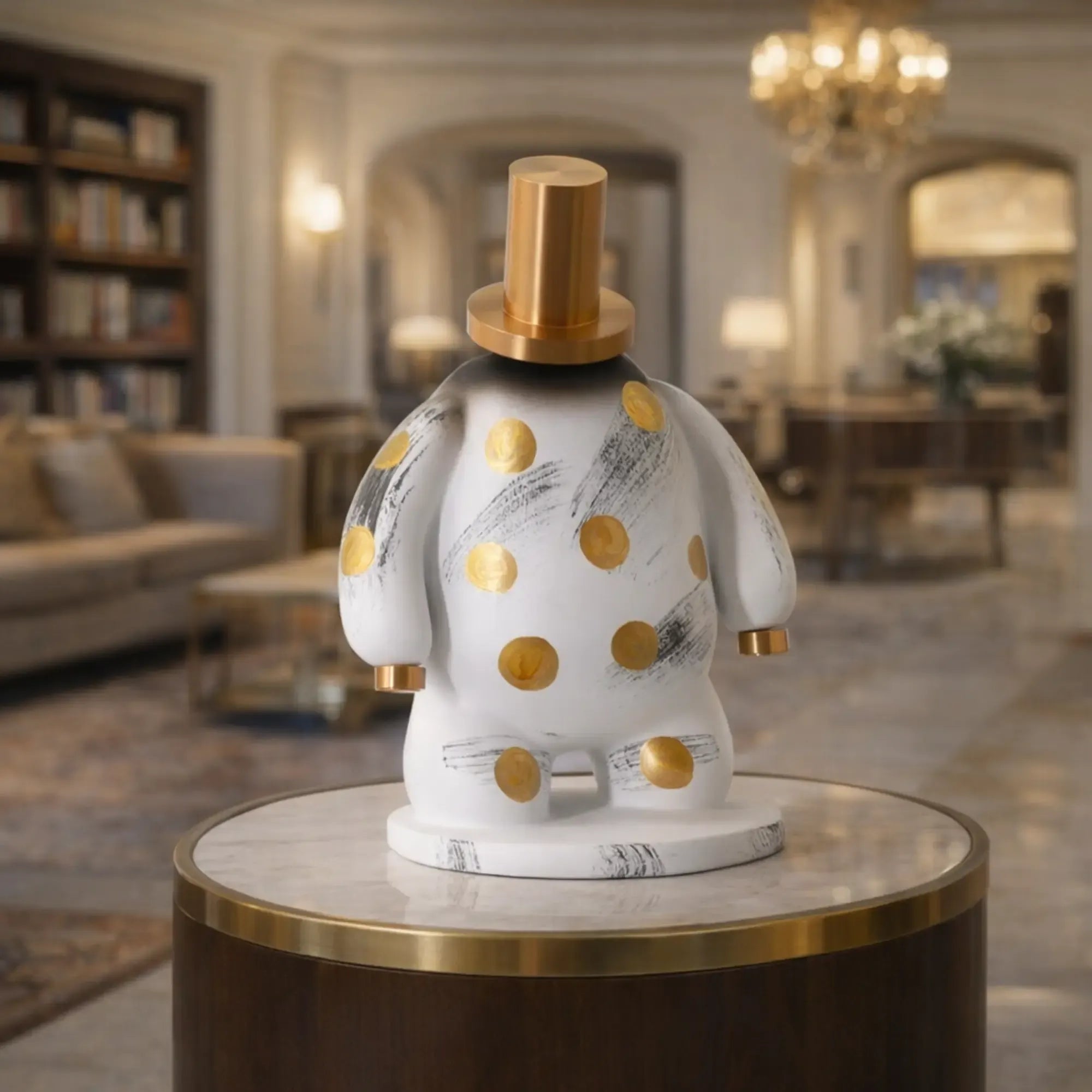 Dekofigur - Designer Pop-Art Skulptur - Skulptur Verspieltes Pop-Design Orbis Aurum Weiss-Gold