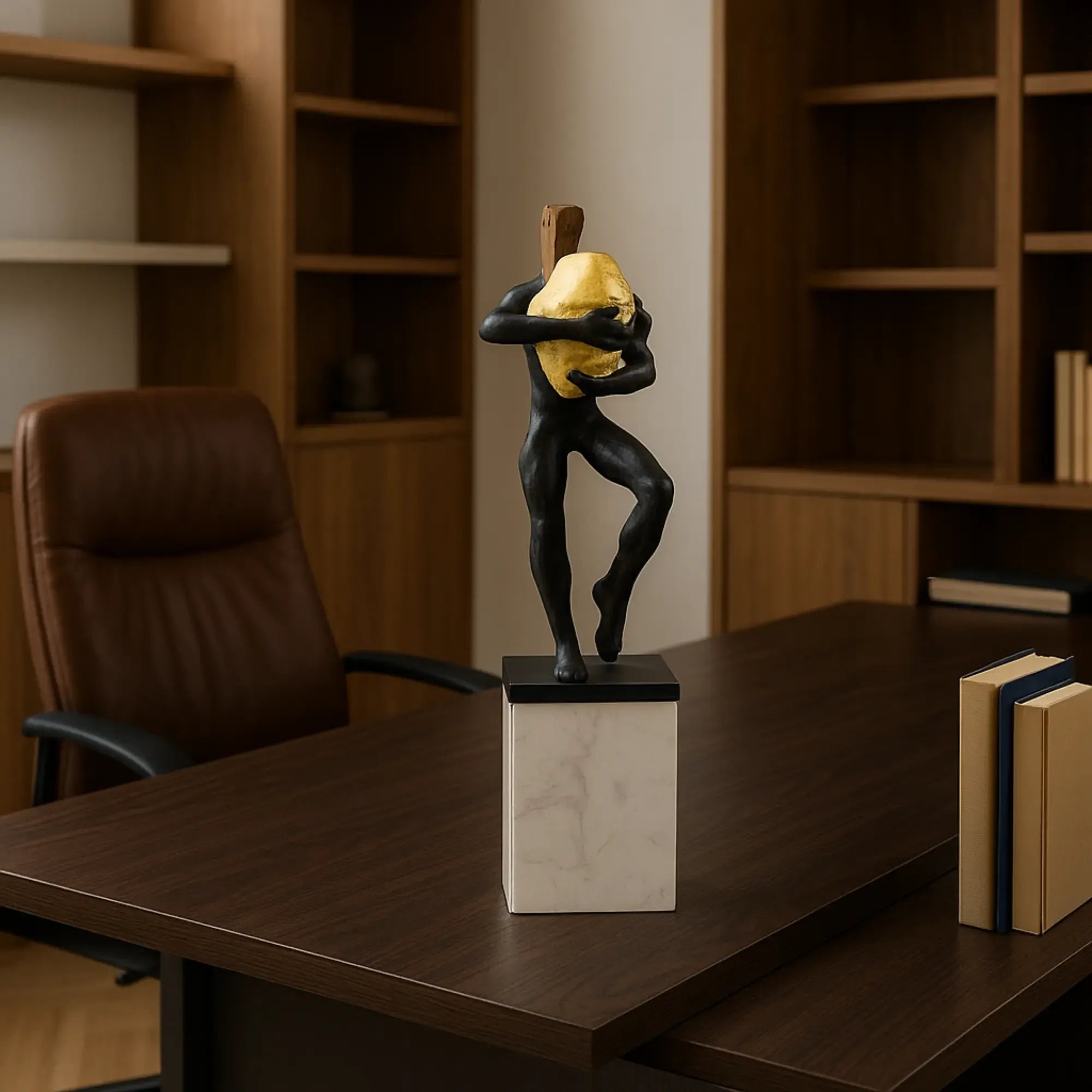 Dekofigur - Skulptur Ausdrucksstarke Tischfigur Fortitudo d’Or Bronze