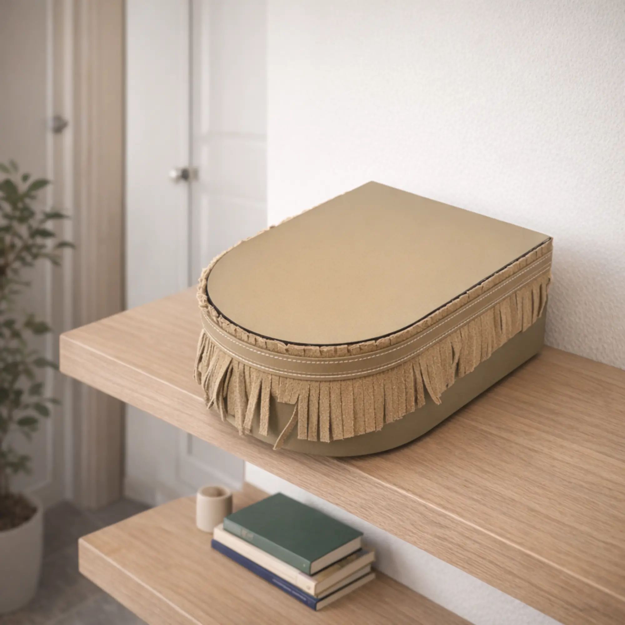 Schmuckbox - Schmuckschatulle Leder-Aufbewahrungsbox – Velours Schmuckkästchen – Frangé Groß
