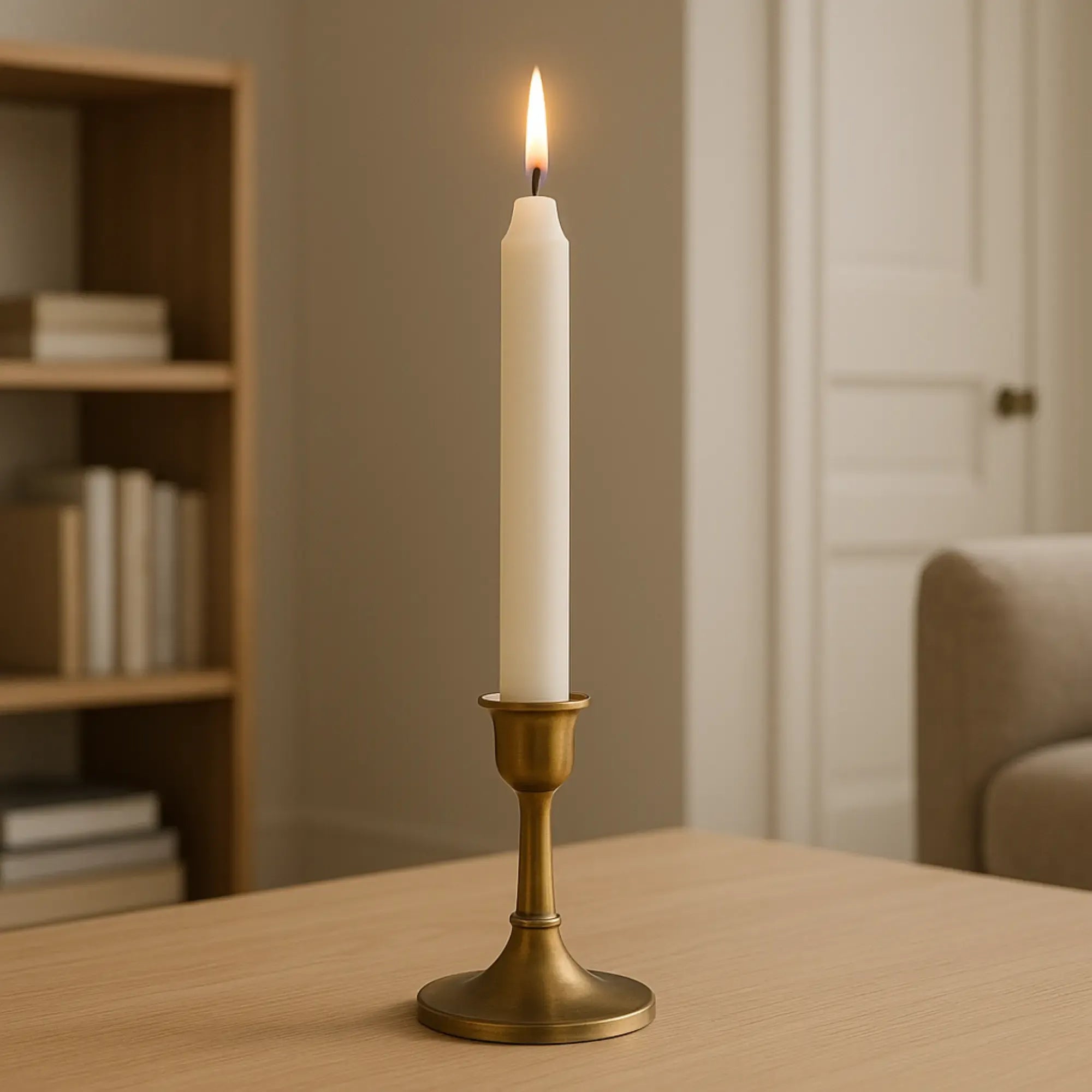 Stabkerze - Tafelkerzen-Set Puristisch – Ungefärbtes Wachs in Weiß, klassische Stabkerzen, 5 Stück, ca. 5 h Brenndauer Classico Nan