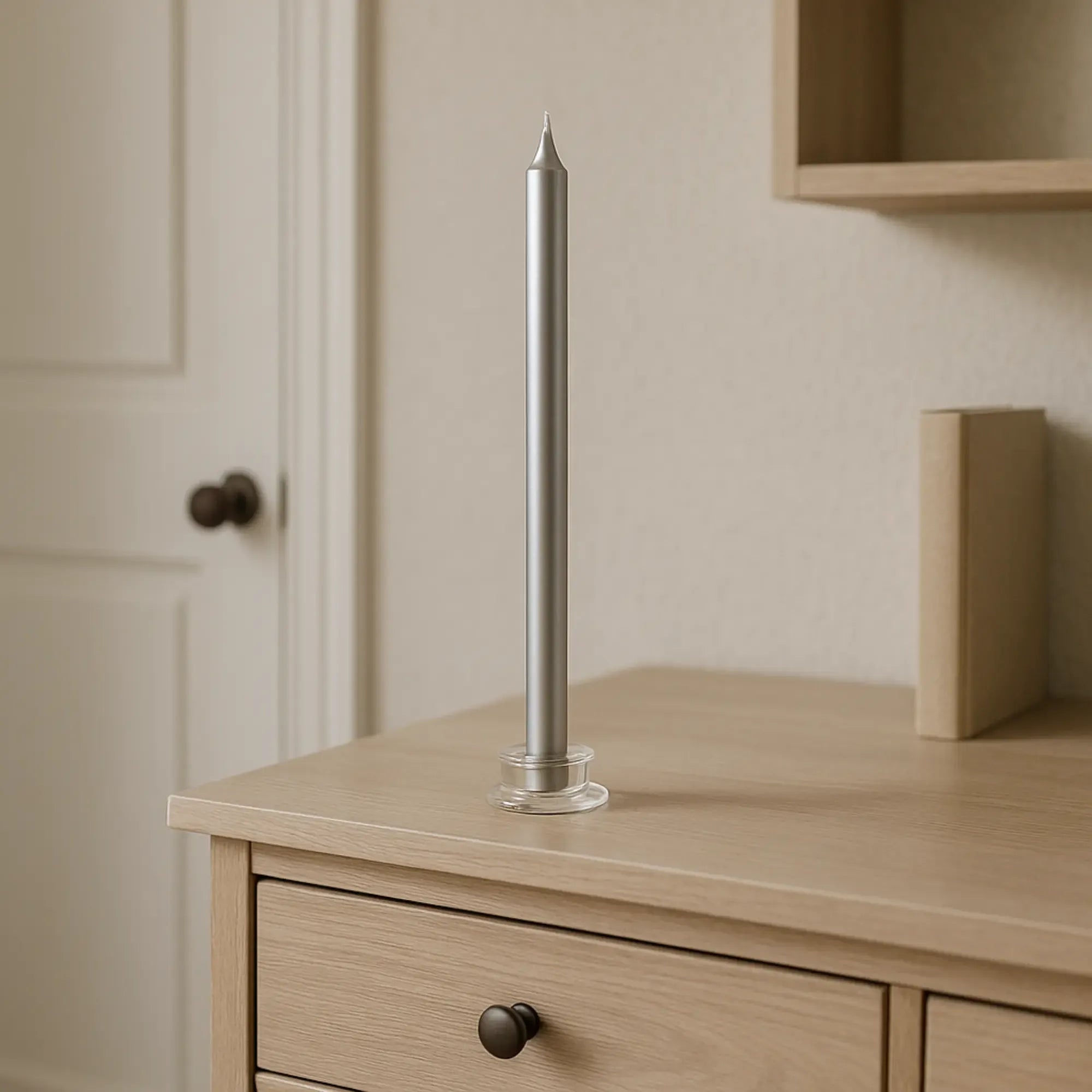Stabkerze - Edles Tafellicht – Stabkerzen 5er‑Set, silbernes Qualitätswachs – Argentum Nan