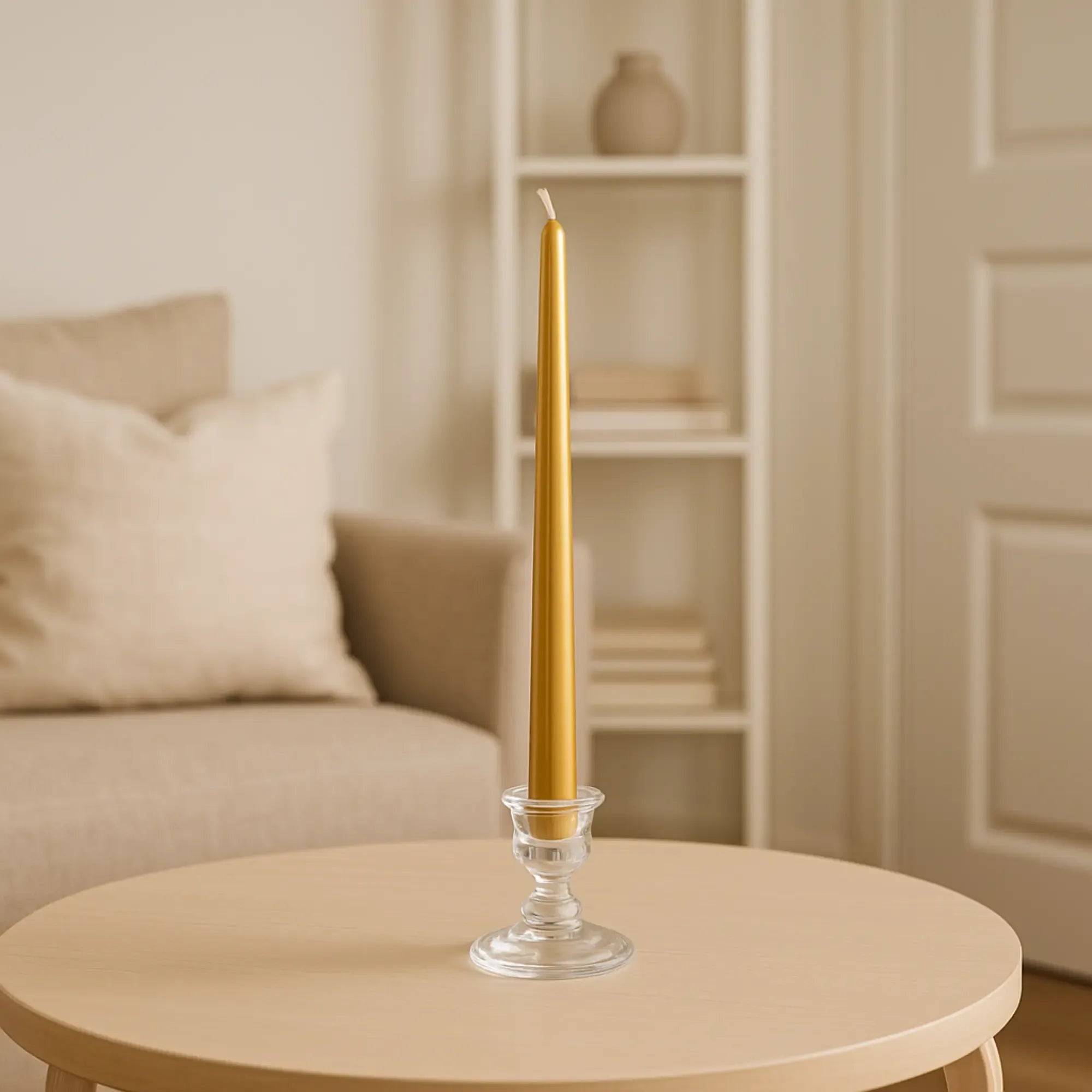 Spitzkerze - Leuchterkerzen-Set konische Spitzform – Warmgold seidenmatt, gegossenes Wachs – 5er Tafellicht Aurea Nan