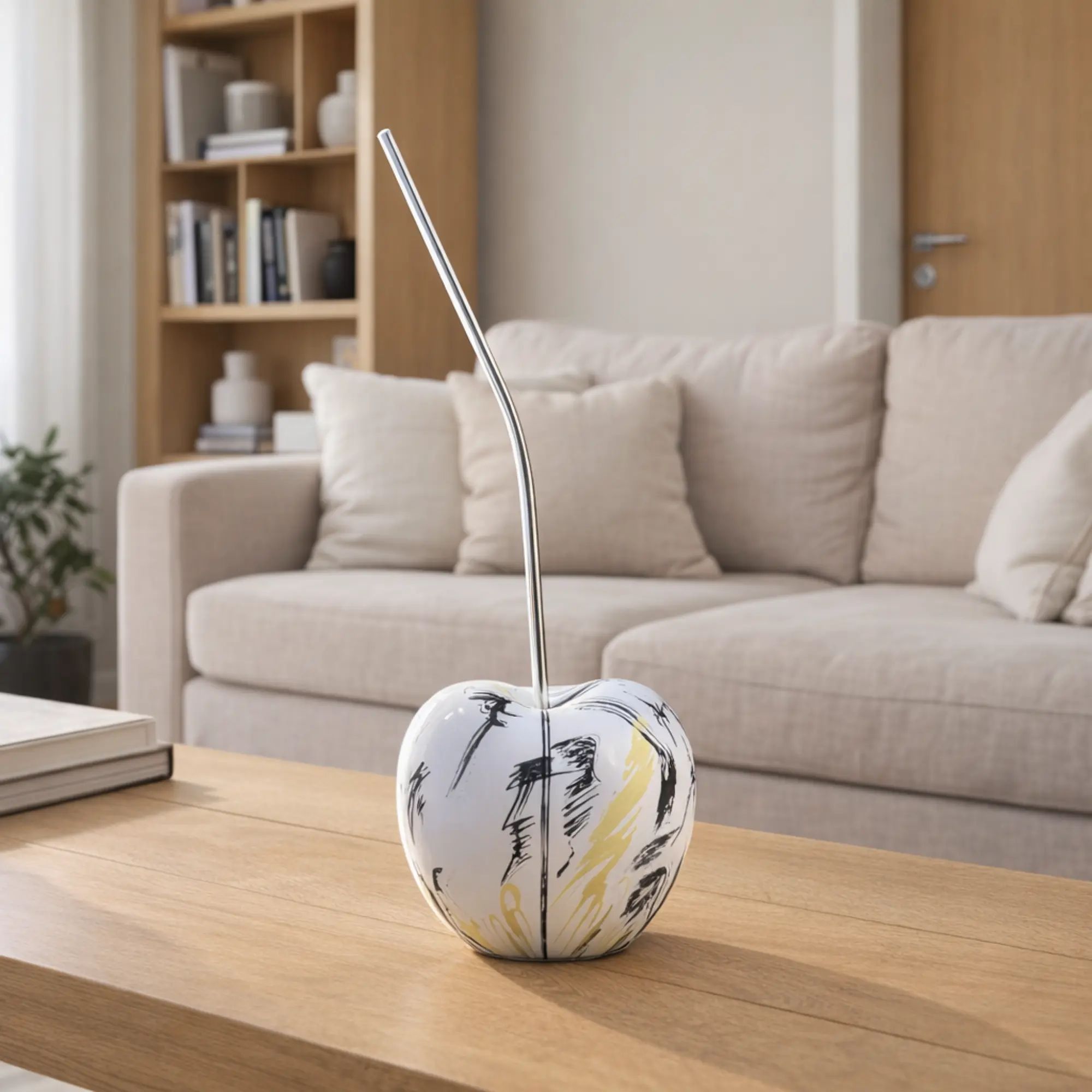 Kirschfigur - Deko-Objekt Kirsche – Tisch-Obst-Dekor – Pop-Art Obst Skulptur – Bianca Abstrakt Art