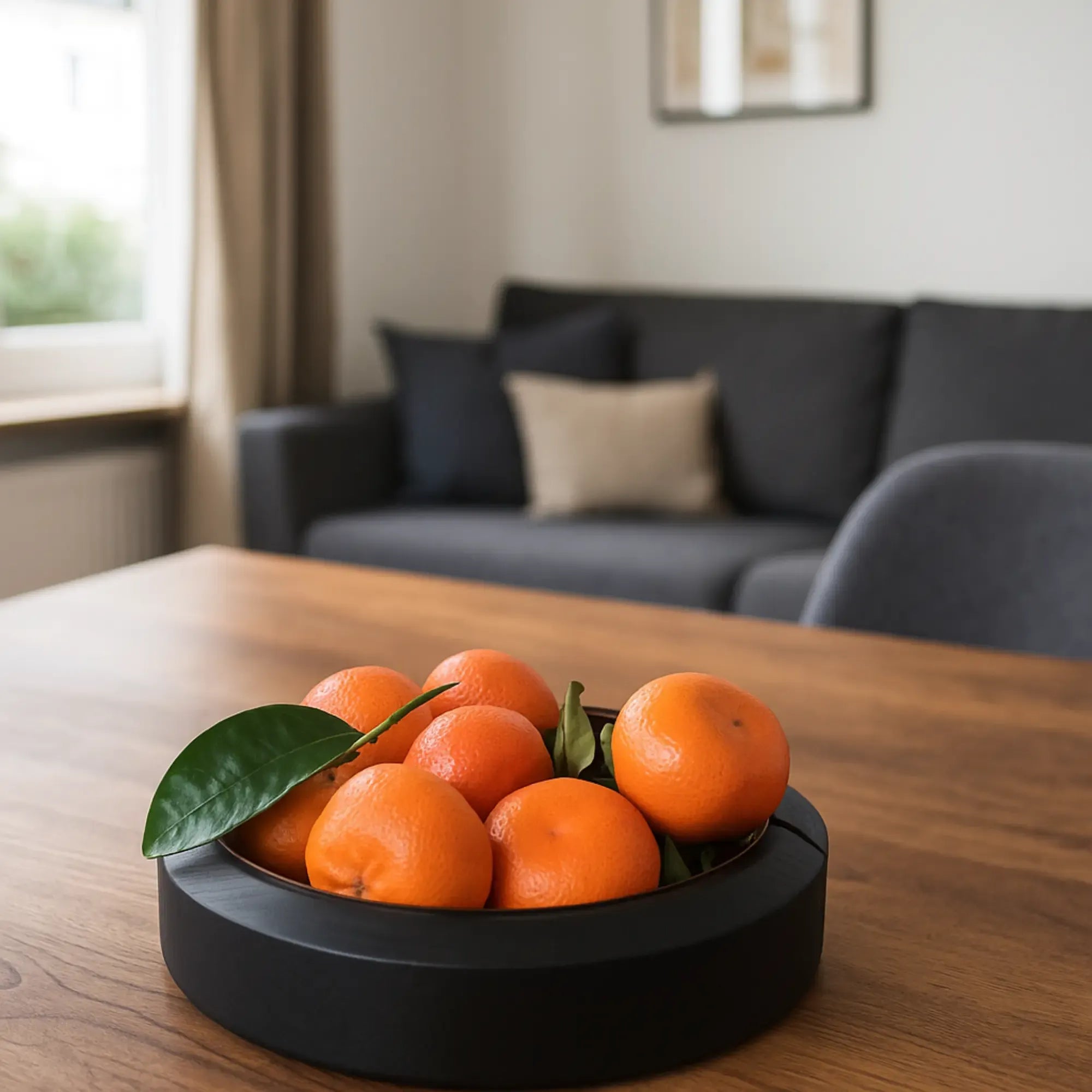 Runde-Schale - aus Holz und Edelstahl - Obstschale Servierschale glänzend Lol