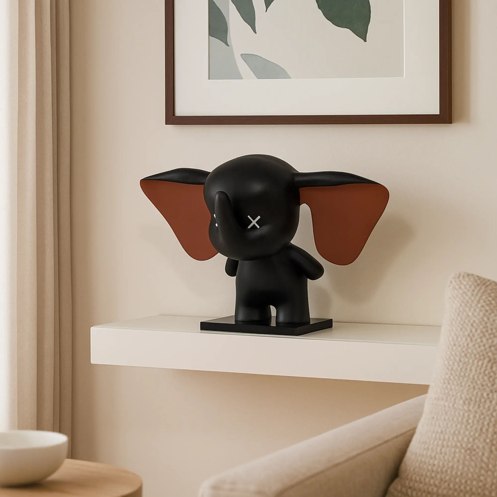 Cartoonfigur - Deko Skulptur Pop‑Art Jumbo Elefant schwarz Abstrakte – Cartoon-Toy – Designdeko Elephas Dumbo Stehend