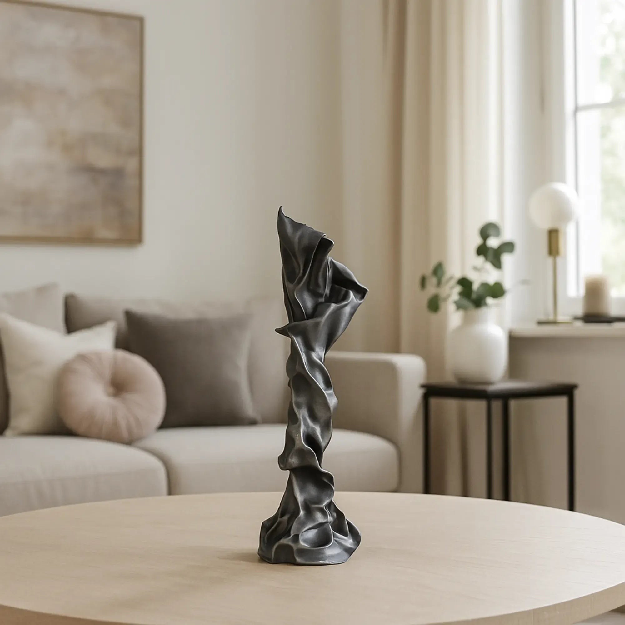 Kerzenständer - verdrehte moderne Form - Sokrates Design Kerzenhalter Stavro Antiksilber-Groß