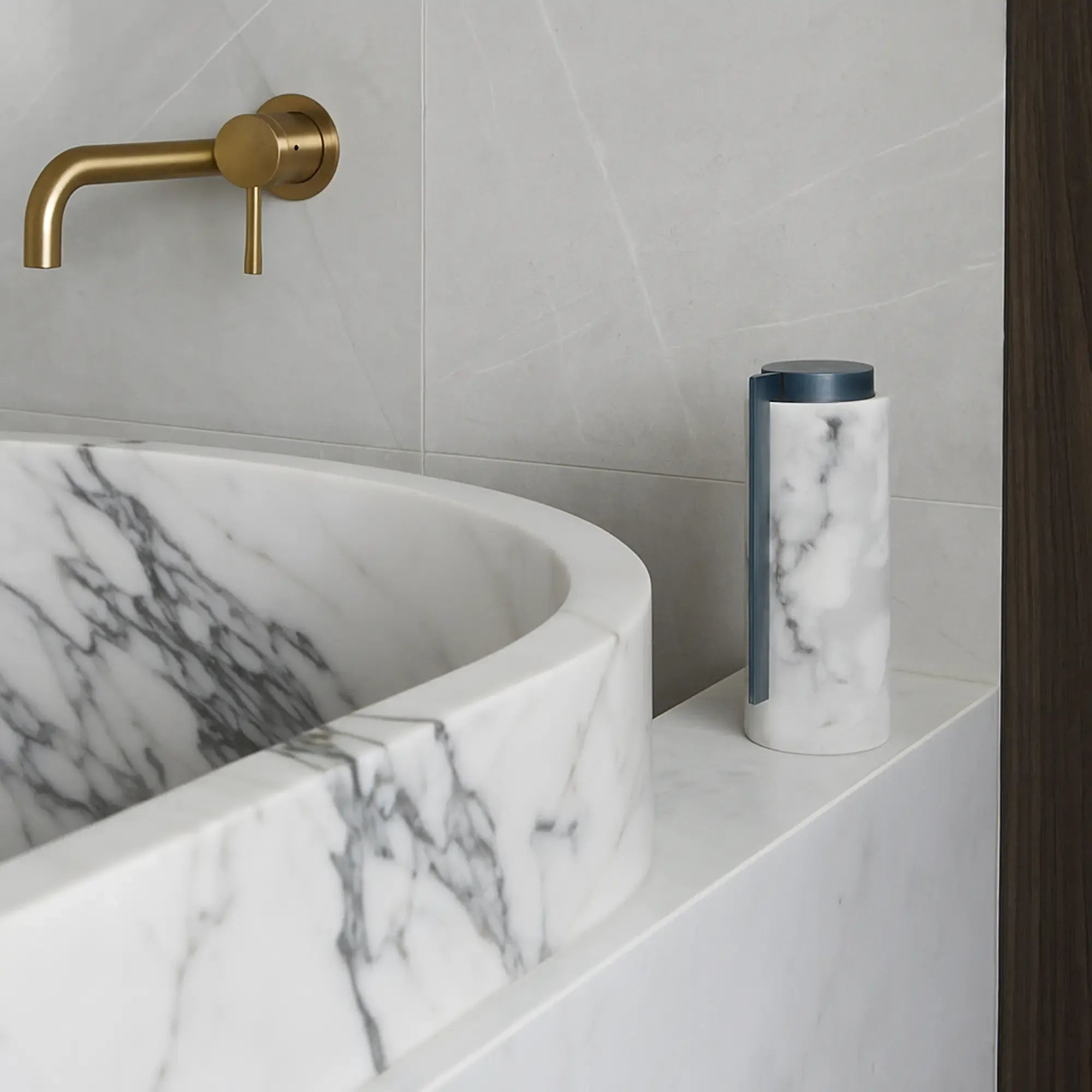 Aufbewahrungsbox - mit Deckel rund - Marmoroptik Ablage Aufbewahrungsdose Badezimmer Horizon Horizon 1