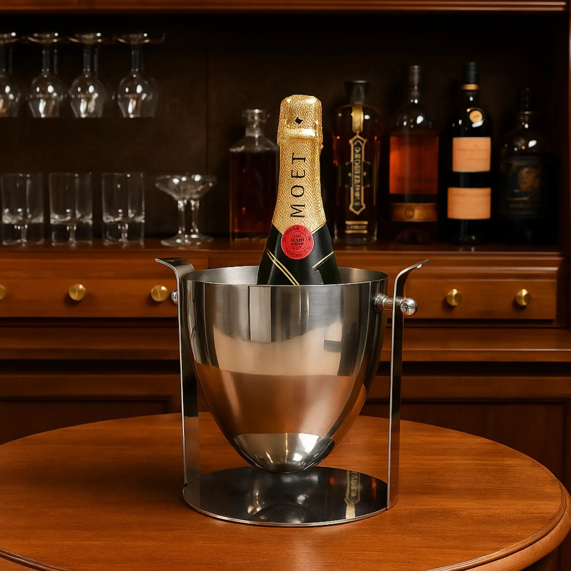 Eiseimer - Flaschenkühler - Edles Champagner-Eimer silberner Eiseimer Calme