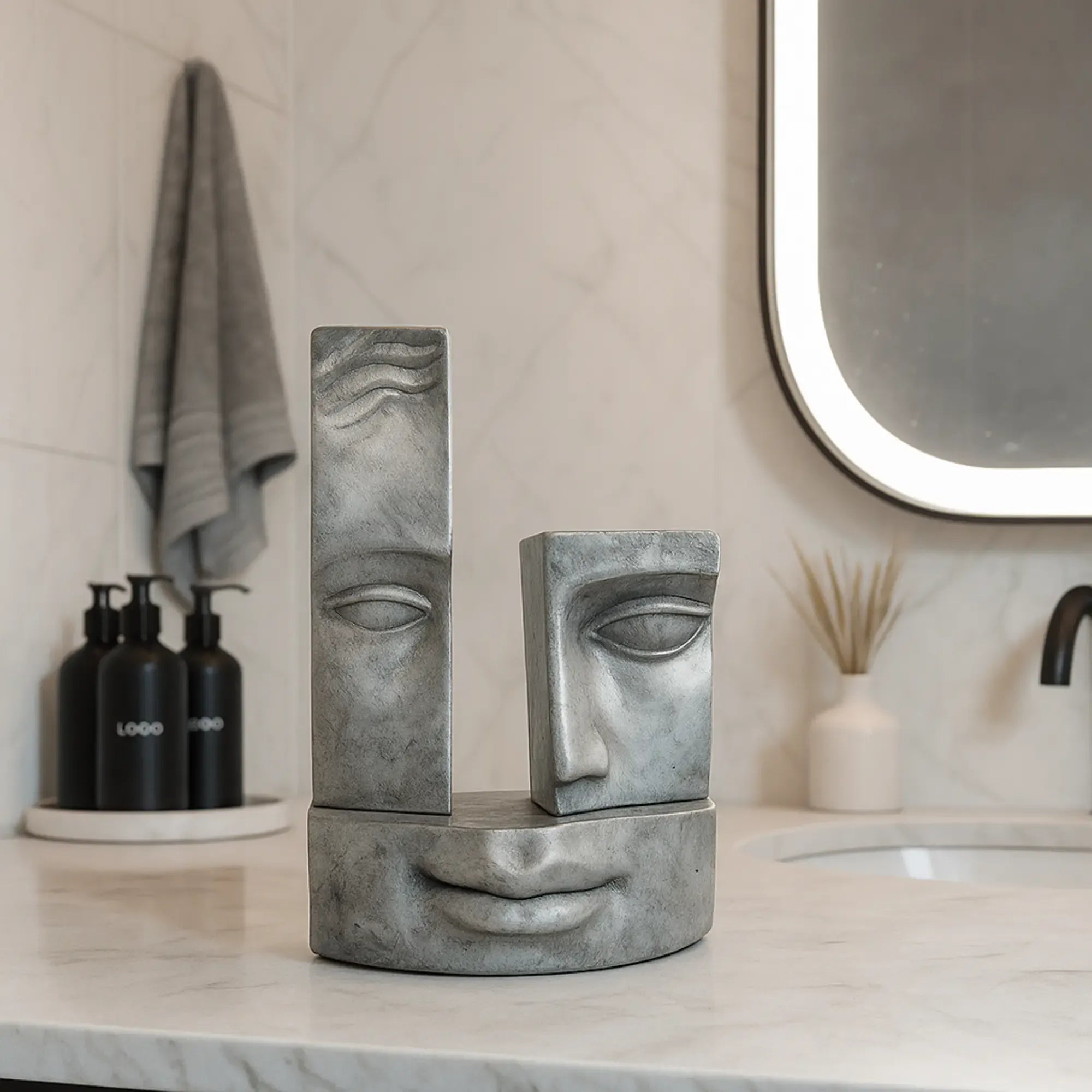 Steingesicht - Steinoptik - Deko Gesichtsskulptur Kopf Dekoration Stonehenge