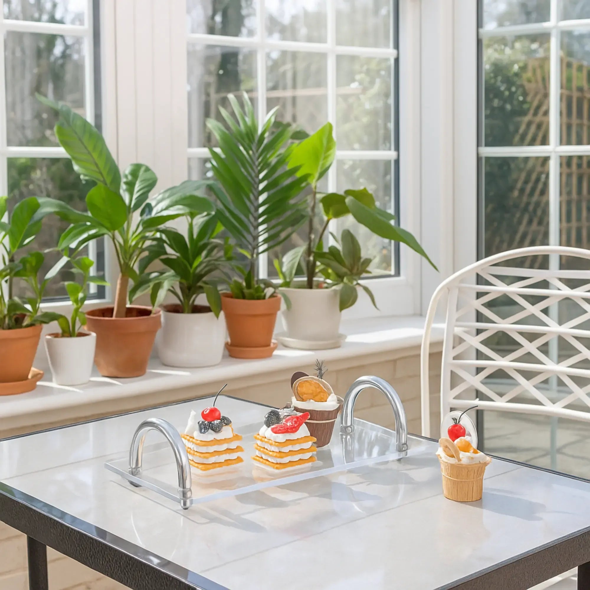 Serviertablett - Acryl mit Griff - Transparentes Tragetablett Duo