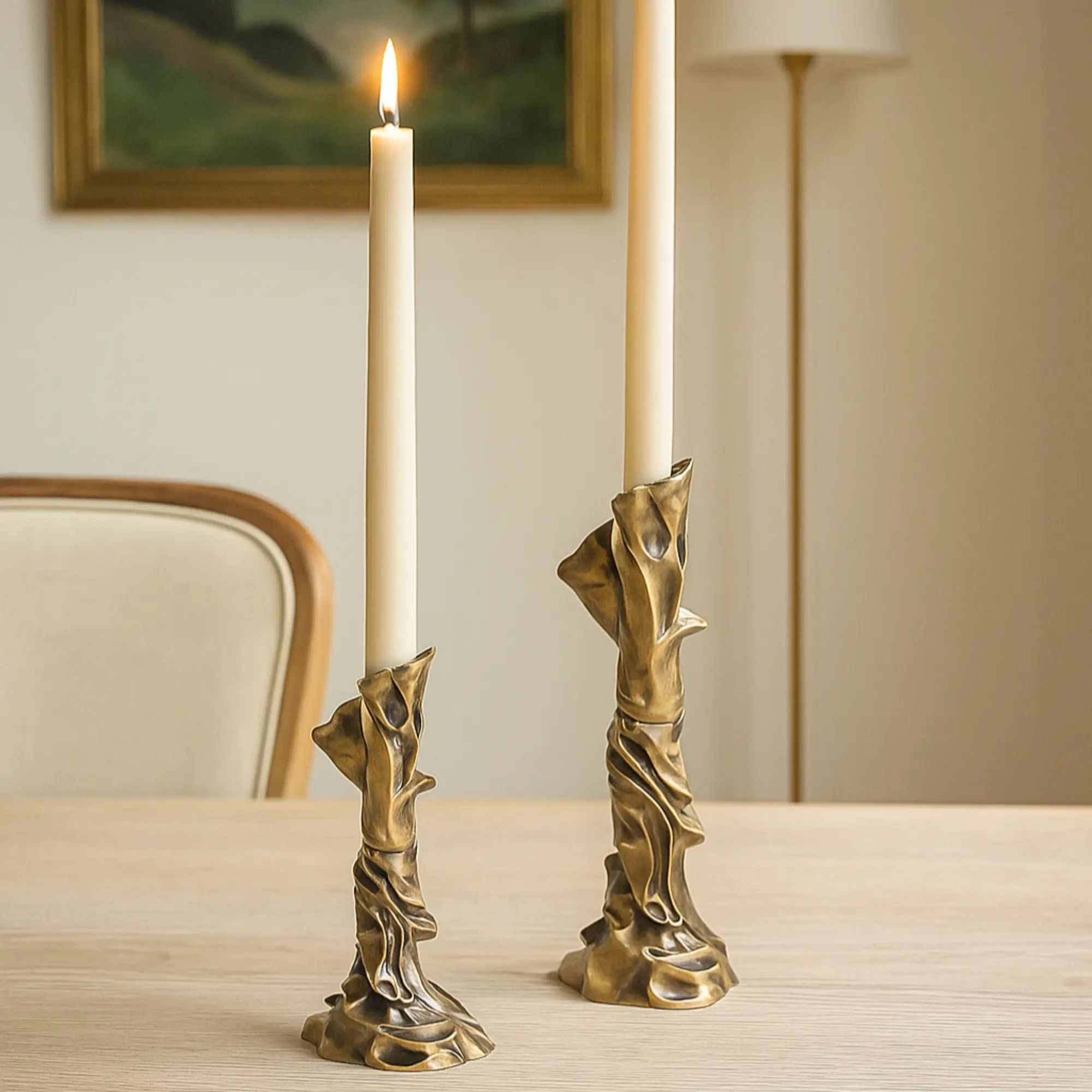 Kerzenständer - verdrehte moderne Form - Sokrates Design Kerzenhalter Stavro Bronze-Klein