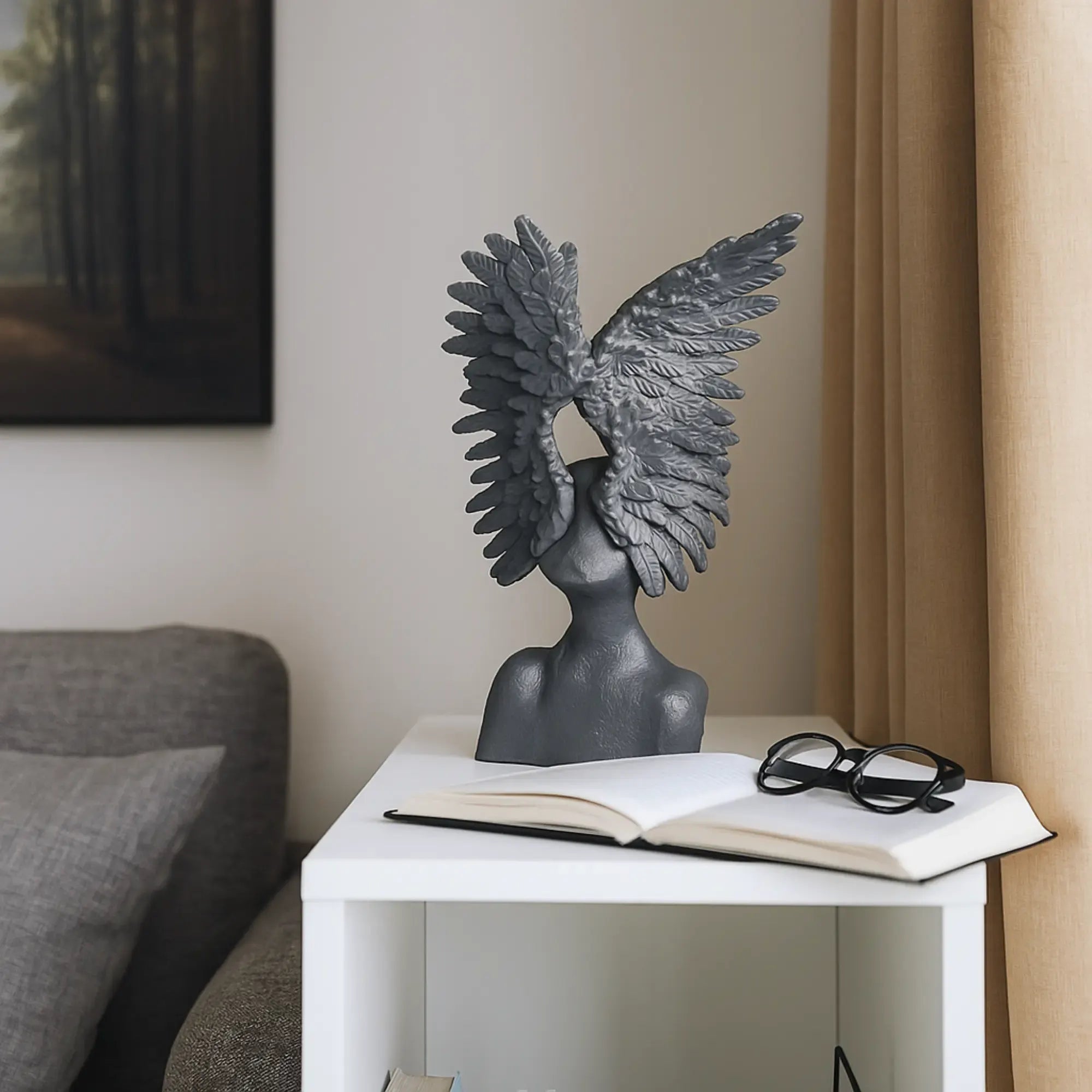 Dekofigur - Skulptur geflügelte Büste Ailes Argentées Default Title