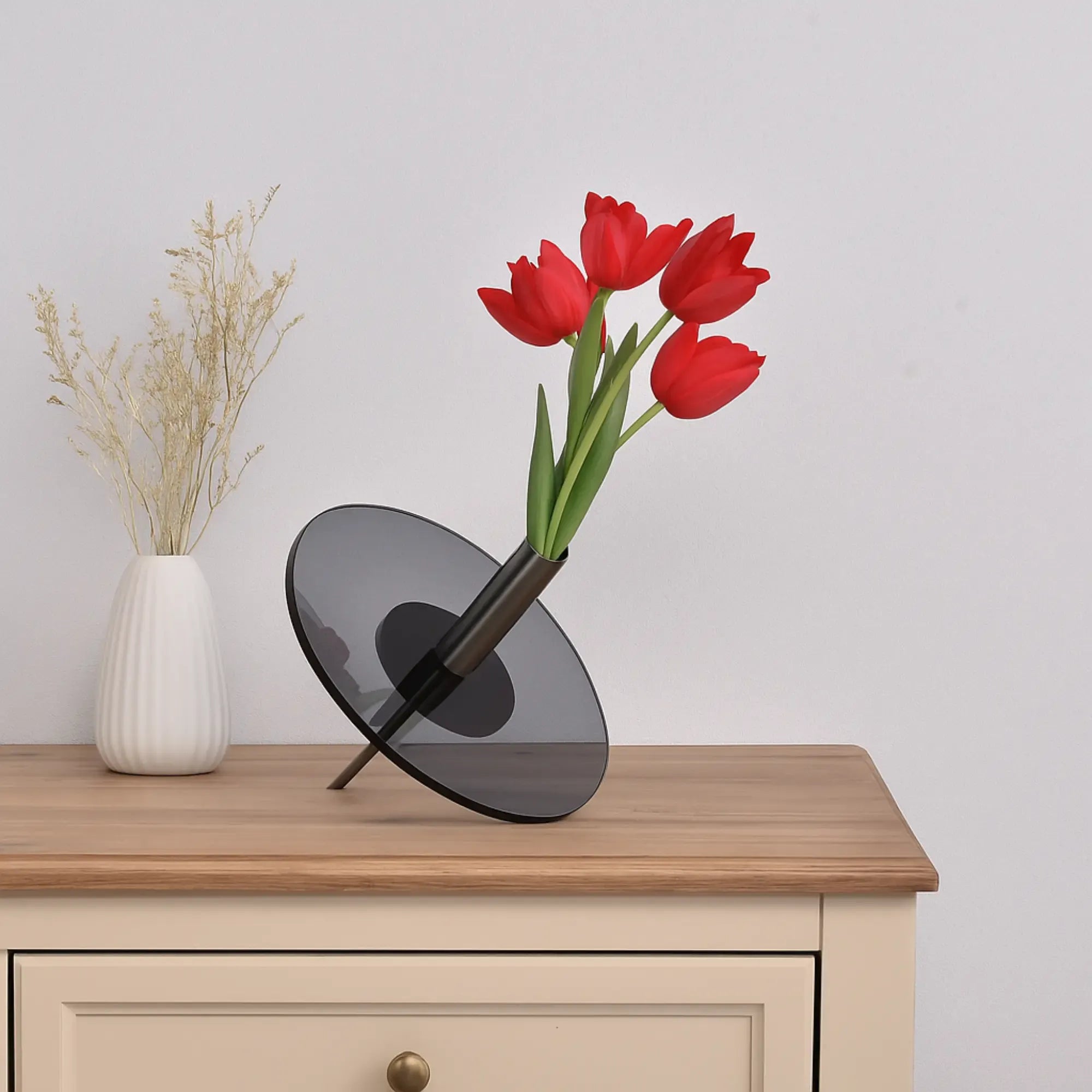 Dekovase - Moderne Design Vase mit Metallständer - Kreiselvaso Giro Default Title