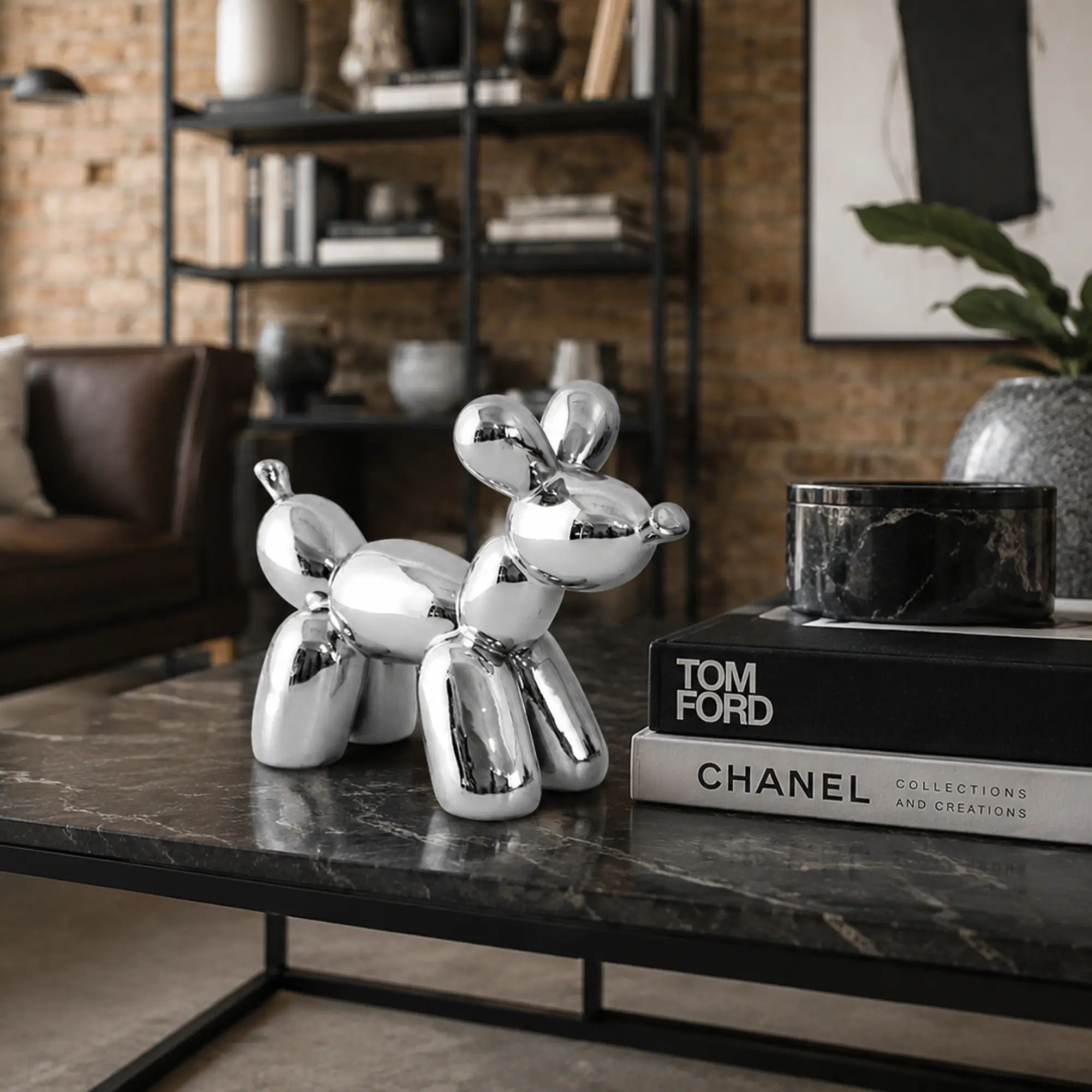 Tierfigur - Skulptur glänzende Ballonhund-Dekoration – Metall Deko-Objekt in Chrom-Optik Ludique Canis Nan