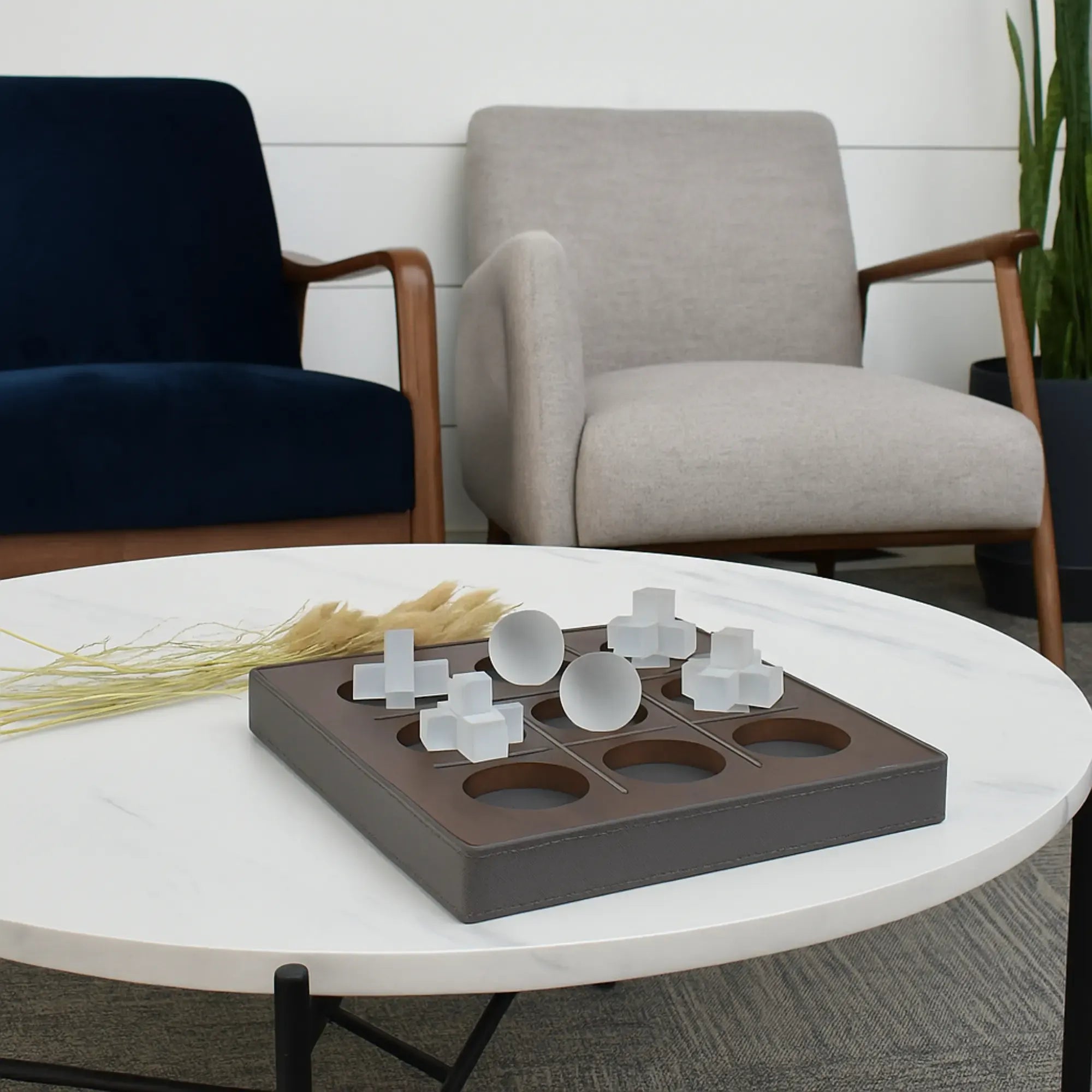 Tischspiel - Tic-Tac-Toe-Spiel - Glasfiguren Drei-Gewinnt-Set Brettspiel Aurora Luxe