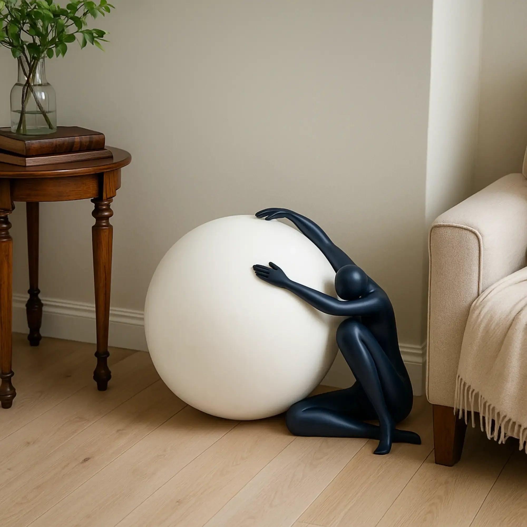 Dekofigur - Abstrakte Skulptur Statement-Figur Sisyphos Orbis Blau