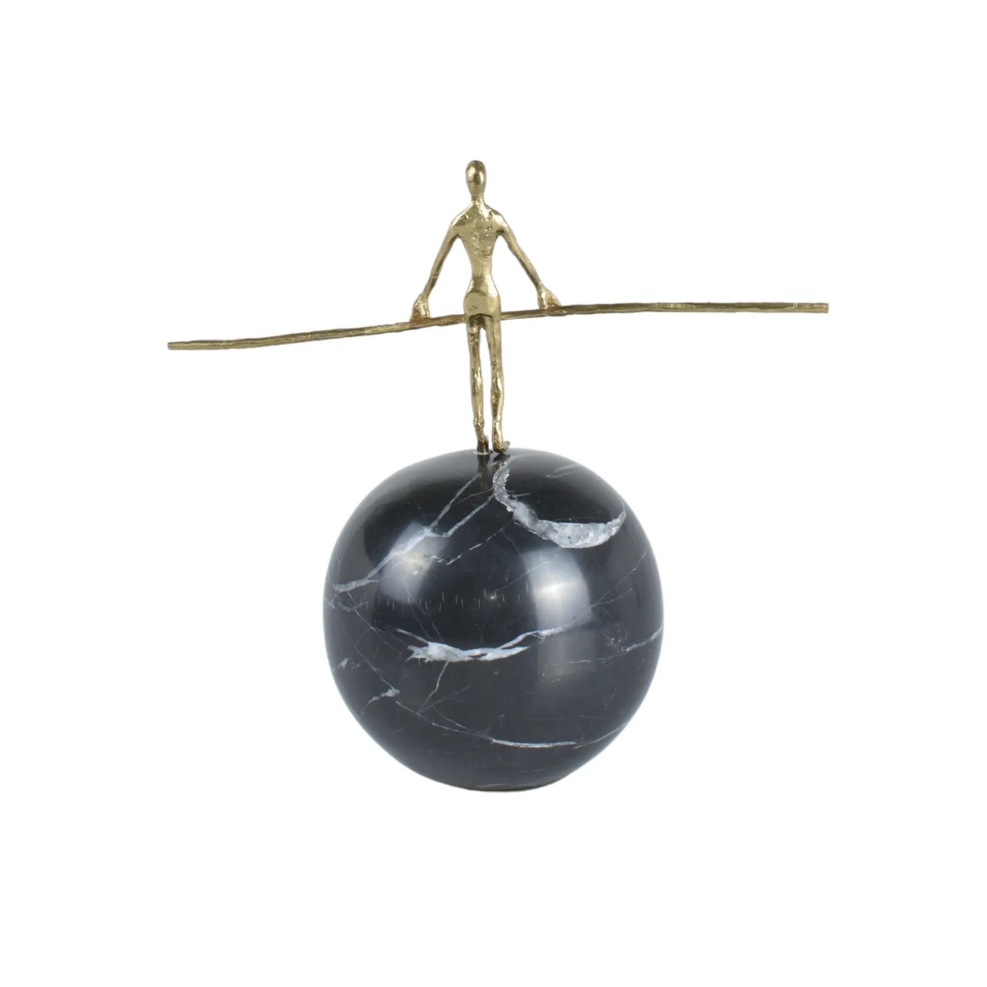Dekofigur - Gold auf Marmorkugel - Seiltänzer Skulptur Deko-Objekt Seilgänger Default Title