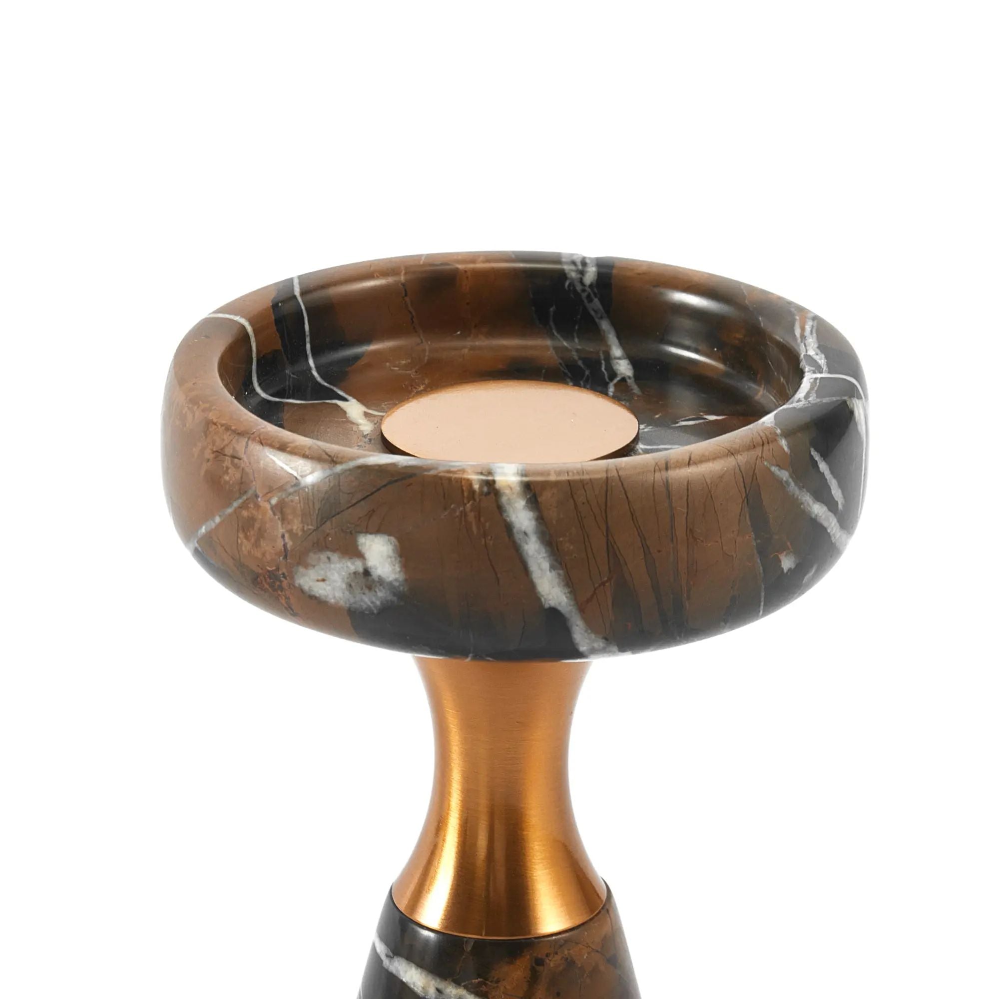Kerzenständer - für Blockkerzen - Design Marmor-Kerzenhalter mit Goldakzent Aurora Marble Groß