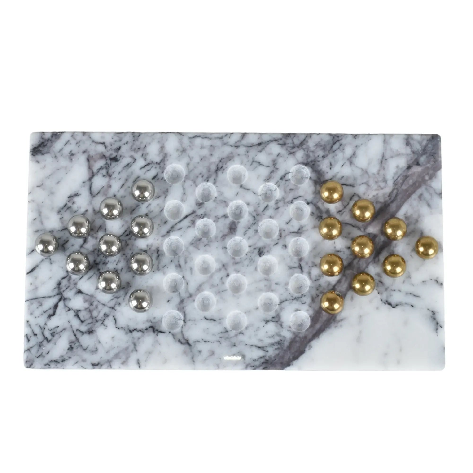 Solitaire-Spiel - aus Marmor - Hochwertiges Tischspiel mit Metallkugeln Jeu d'Équilibre