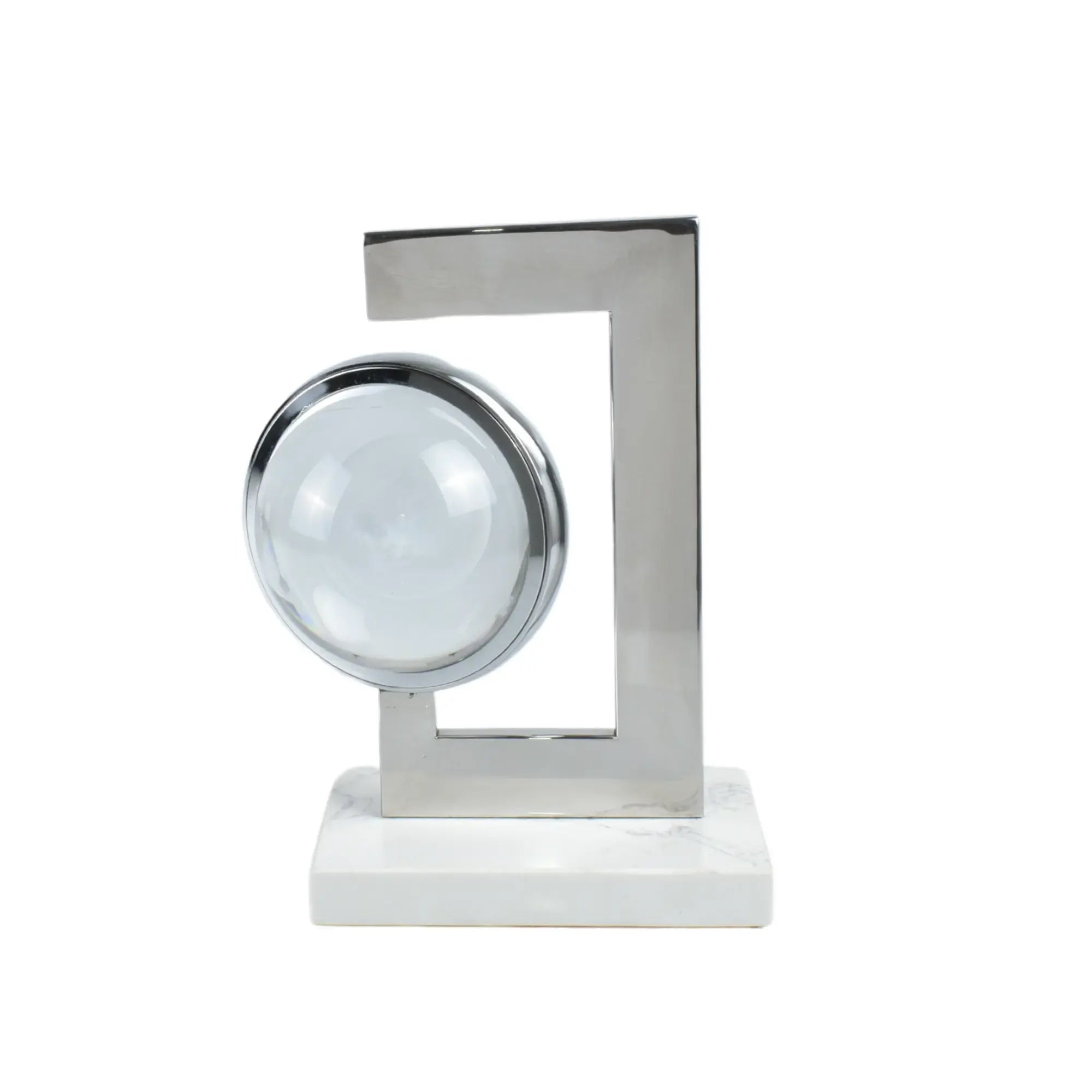 Dekoobjekt - auf Marmorsockel - Metall Deko-Objekt mit Glas-Kristallkugel Alieni Default Title