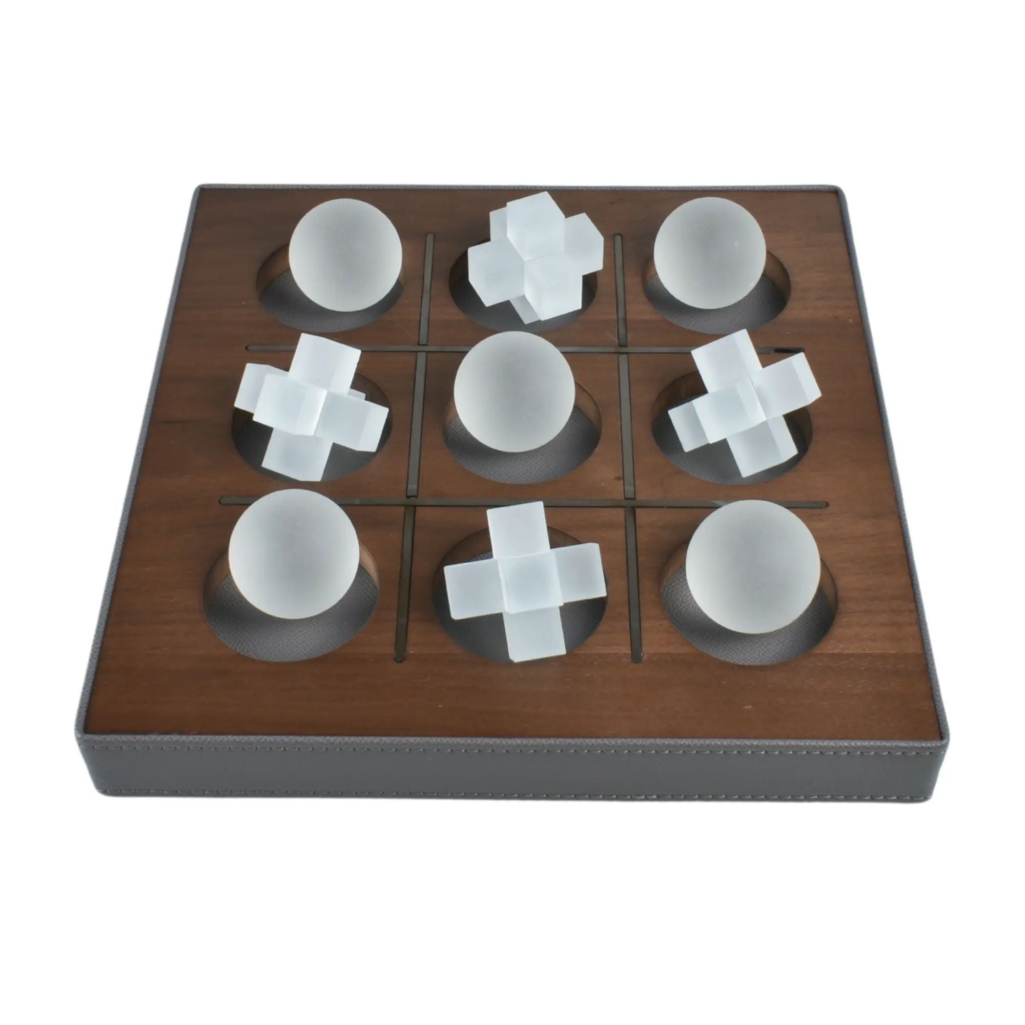 Tischspiel - Tic-Tac-Toe-Spiel - Glasfiguren Drei-Gewinnt-Set Brettspiel Aurora Luxe Default Title