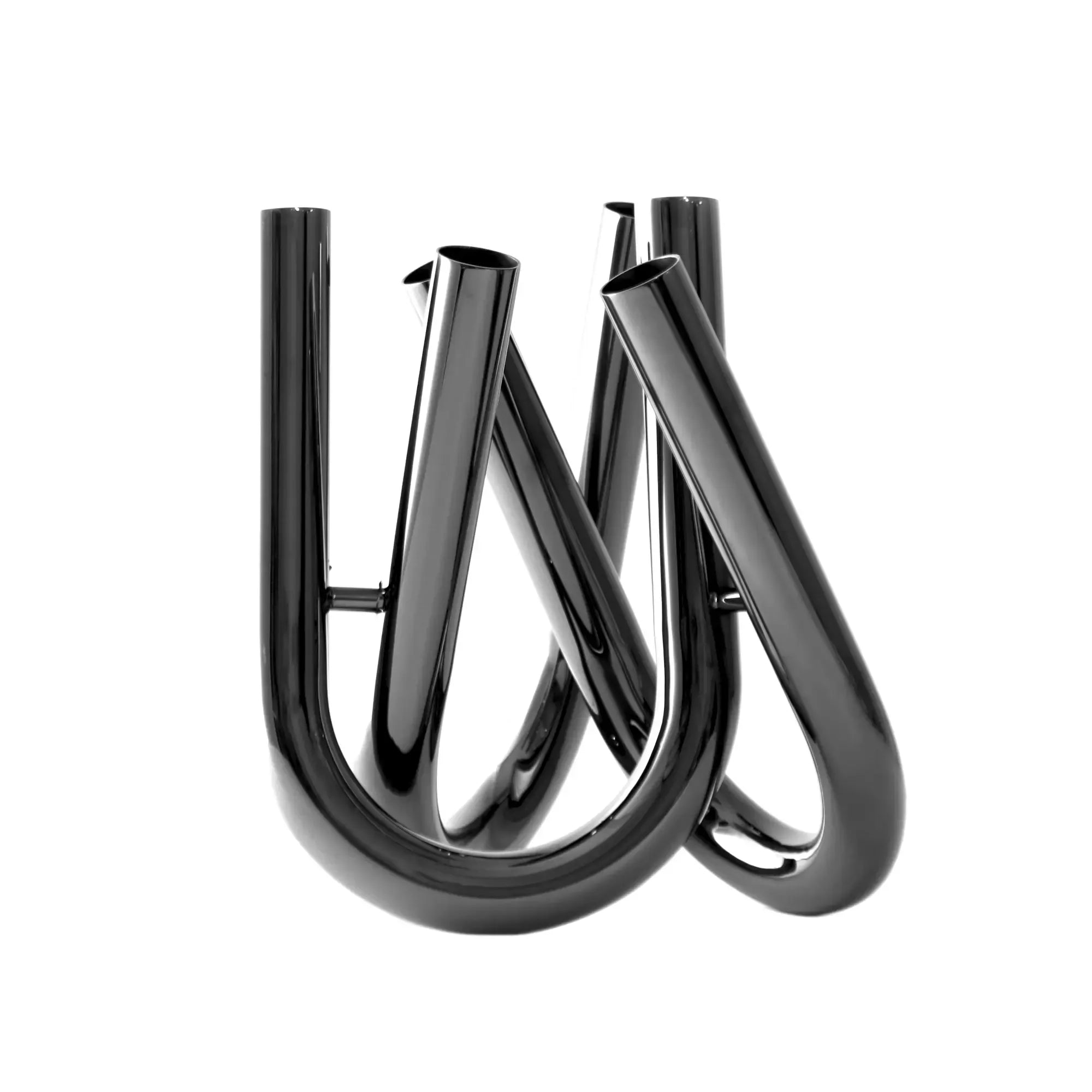 Edelstahlvase - U-Förmig - 6 Öffnungen Tischvase mit 3 Vasenarmen moderne Vaso Eterno GunMetal