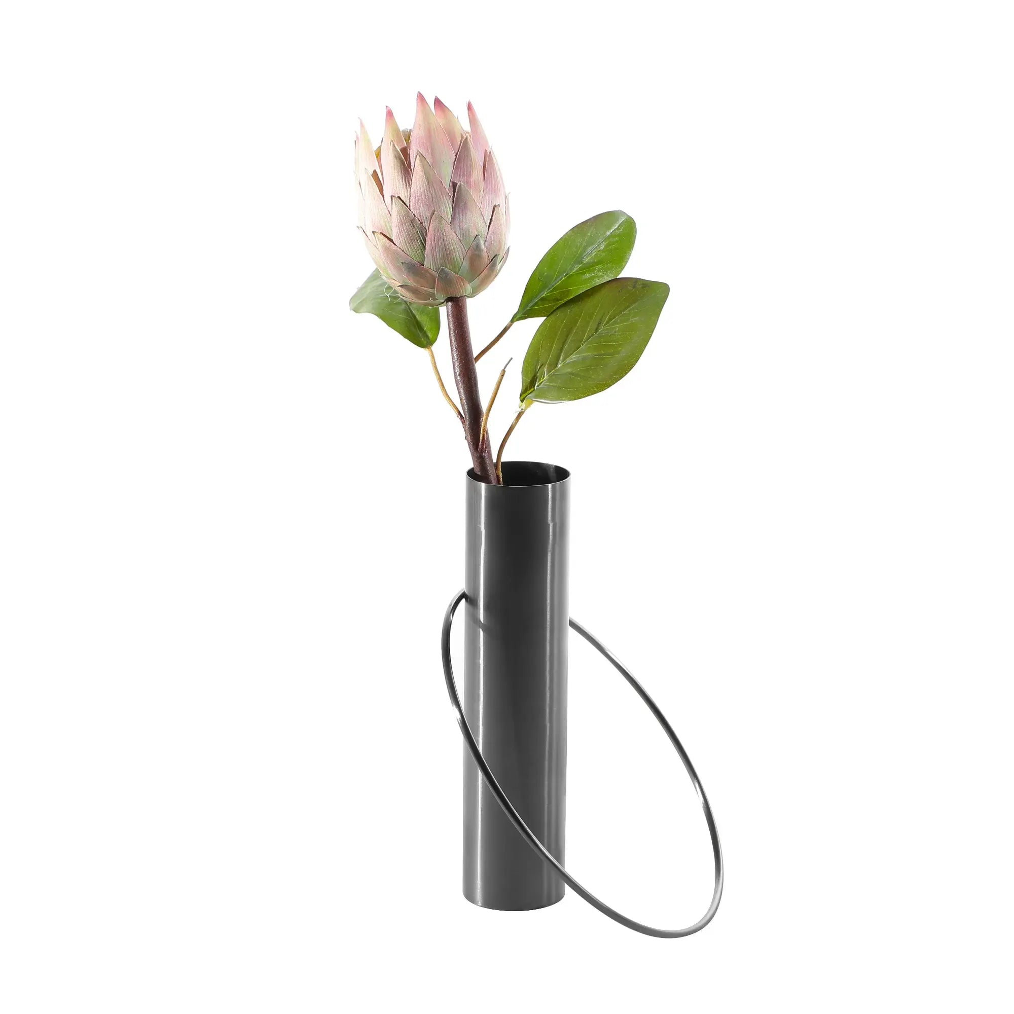 Tischvase - Zylinderform - Design Dekovase Metallvase mit Ring Équi Default Title